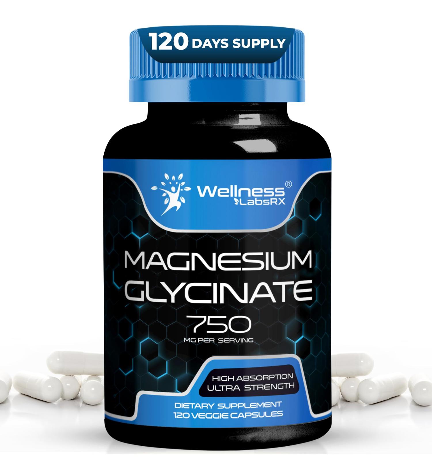 Magnesium Glycinate 750mg | High Absorption Chelated Calm Support for Women and Men - Glicinato De Magnesio Magnesium Chelate Supplement for Heart Health Sleep Support - 120 Count 120 Count (Pack of 1) - Buy Online on GoSupps.com