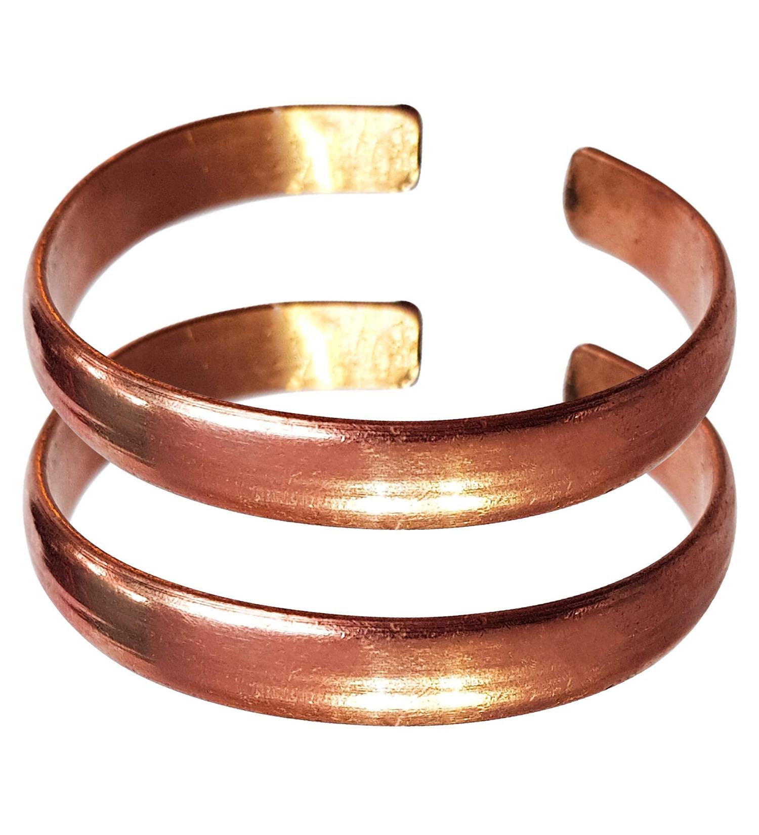 Copper Bracelet for Arthritis Relief - Pure Solid Copper for Joint Pain, Inflammation, Skin Allergies - Men & Women (Set of 2) - Buy Online on GoSupps.com