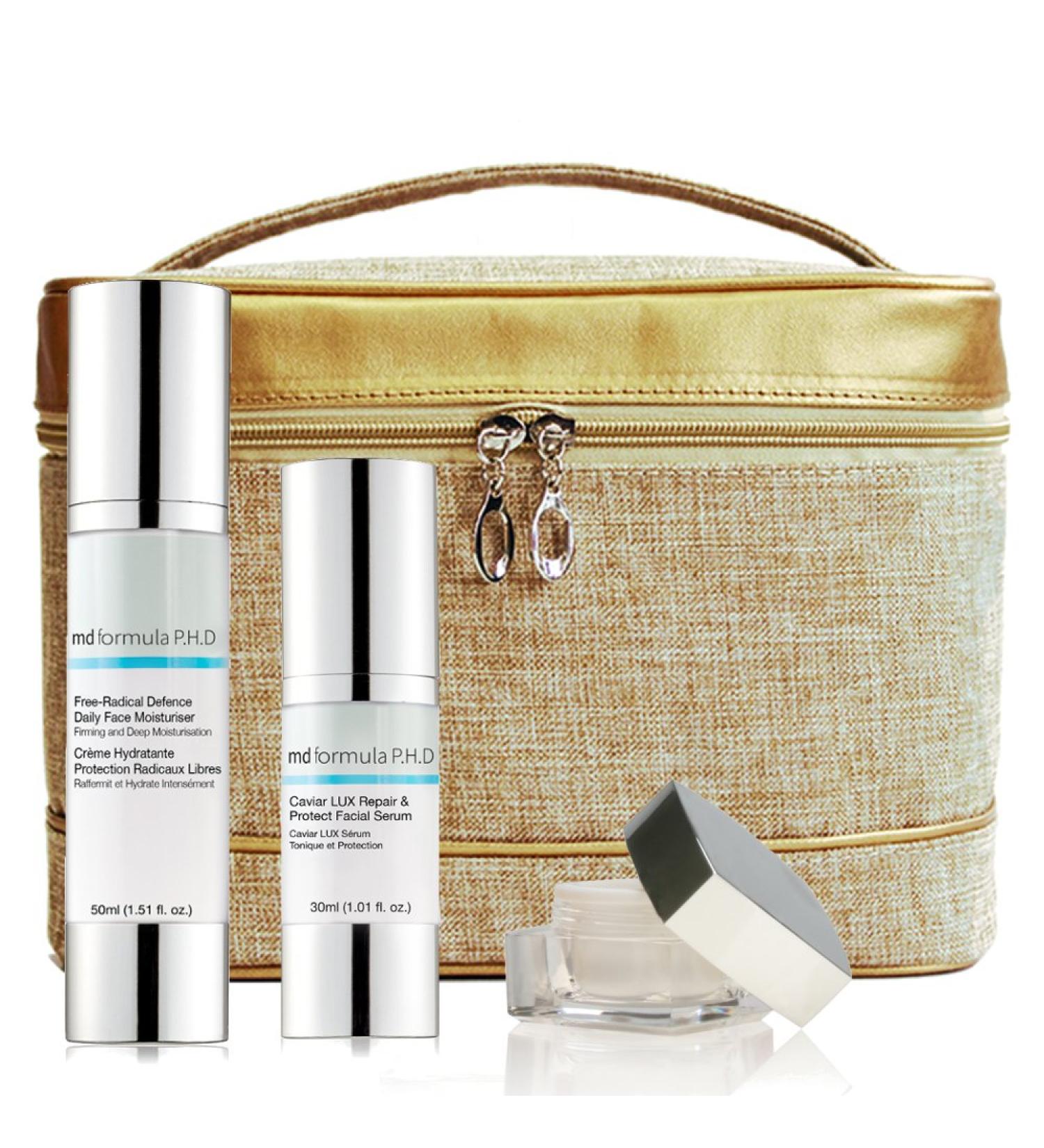 Bag Set Caviar Repair and Protect Serum Free Radical Defence Daily Moisturiser Overnight Eye Regenerator 400 Gram