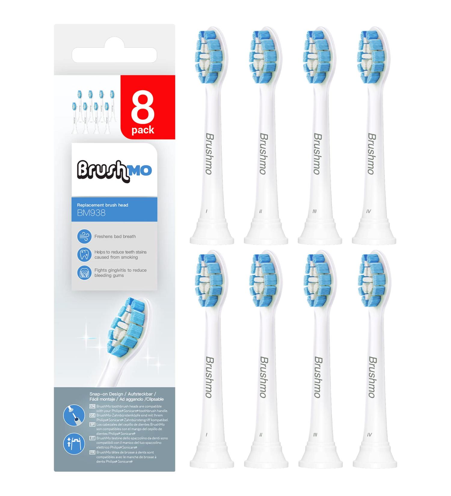 Brushmo Replacement Toothbrush Heads for Philips Sonicare Optimal Gum Health HX9033 - White, 8 Pack - Buy Online on GoSupps.com