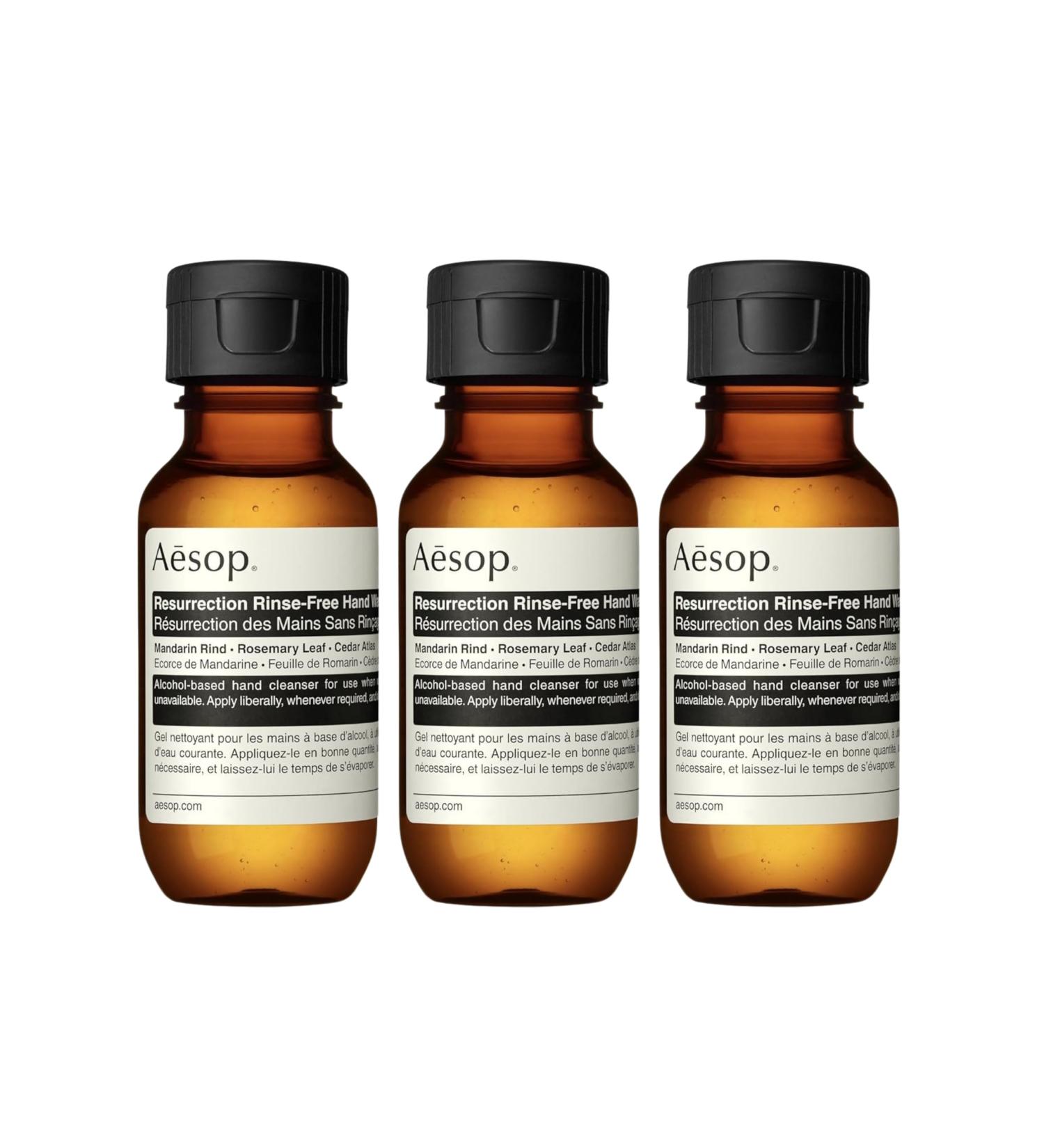Aesop Resurrection Rinse-Free Hand Wash | Alcohol-Based Gel with Purifying and Hydrating Properties | Travel Size 1.7 oz (Pack of 3) - Buy Online on GoSupps.com