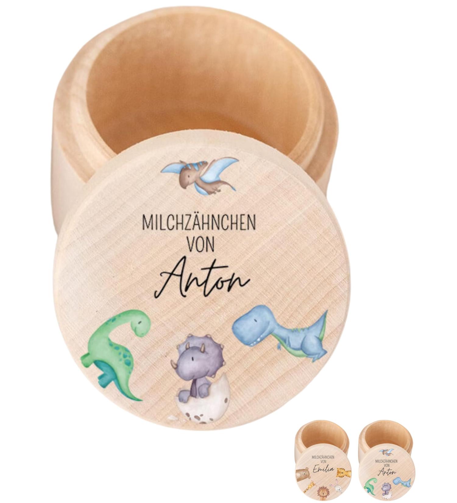 Personalized Dinosaur Milk Tooth Box - Child-Friendly UV Printing for First Teeth Remembrance - Buy Online on GoSupps.com