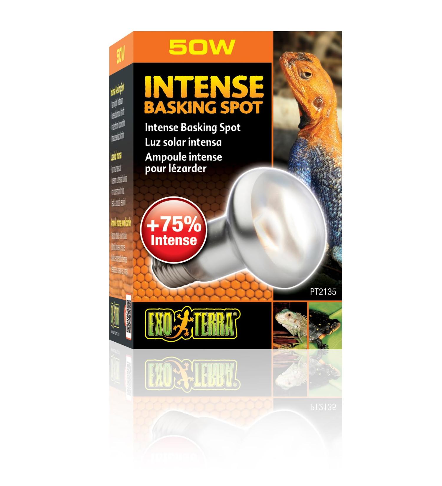 Exo Terra Intense Basking Spot Lamp - 50W R20 Heat Spot Yellow E27 Socket - Ideal for Reptiles & Amphibians - Buy Online on GoSupps.com