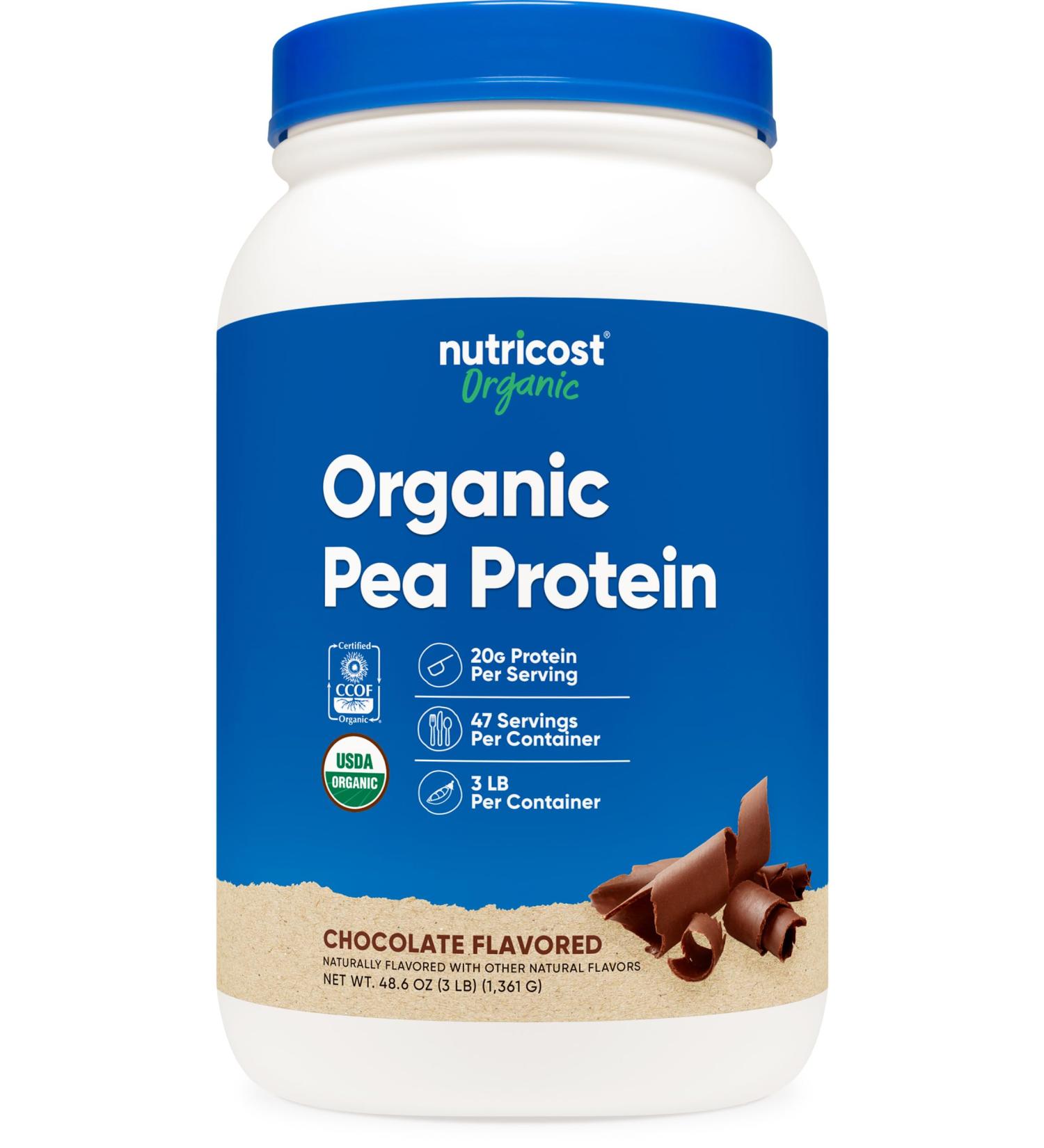 Nutricost Organic Pea Protein Powder (3 LBS) Chocolate - Certified USDA Organic Protein from Plants Vegetarian Friendly Gluten Free Non-GMO - Buy Online on GoSupps.com
