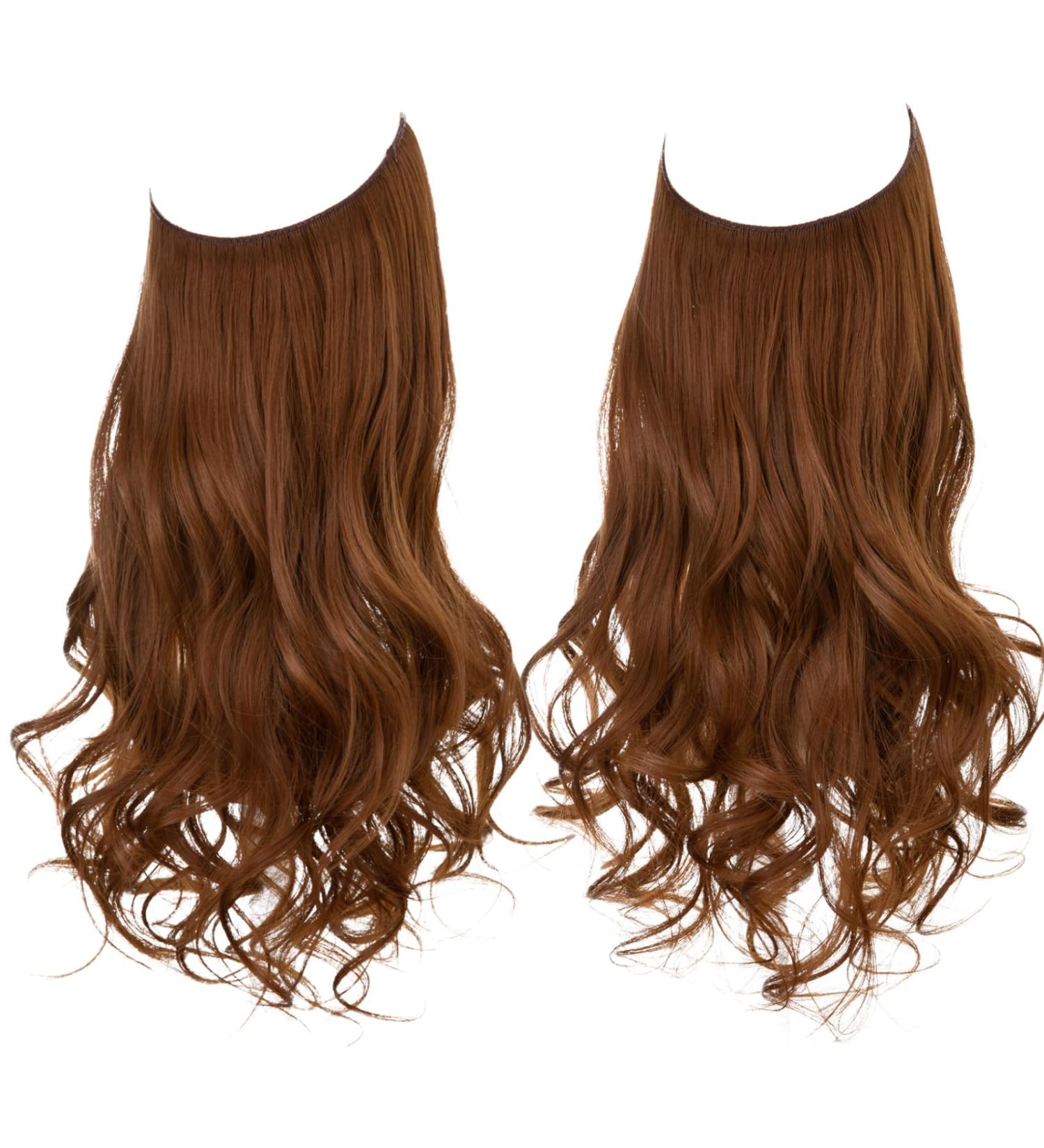 SARLA 18 Inch Invisible Adjustable Wire Hair Extension - Curly Wavy Long Synthetic Hairpiece in Light Auburn - Buy Online on GoSupps.com