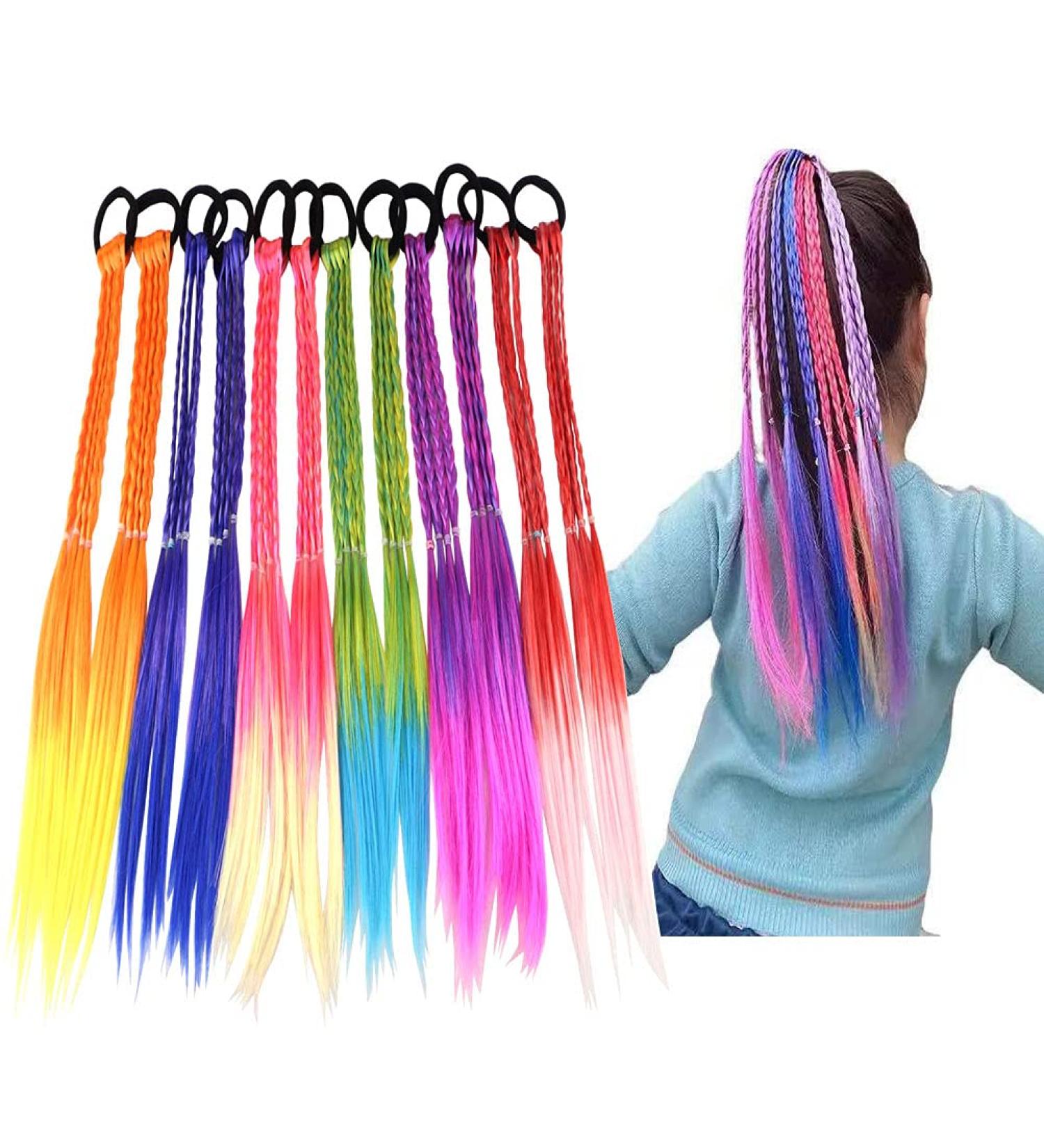 Colorful Hair Accessories for Girls - 12pcs Twist Braid Ponytail Hair Bands Headwear for Women and Kids - Buy Online on GoSupps.com