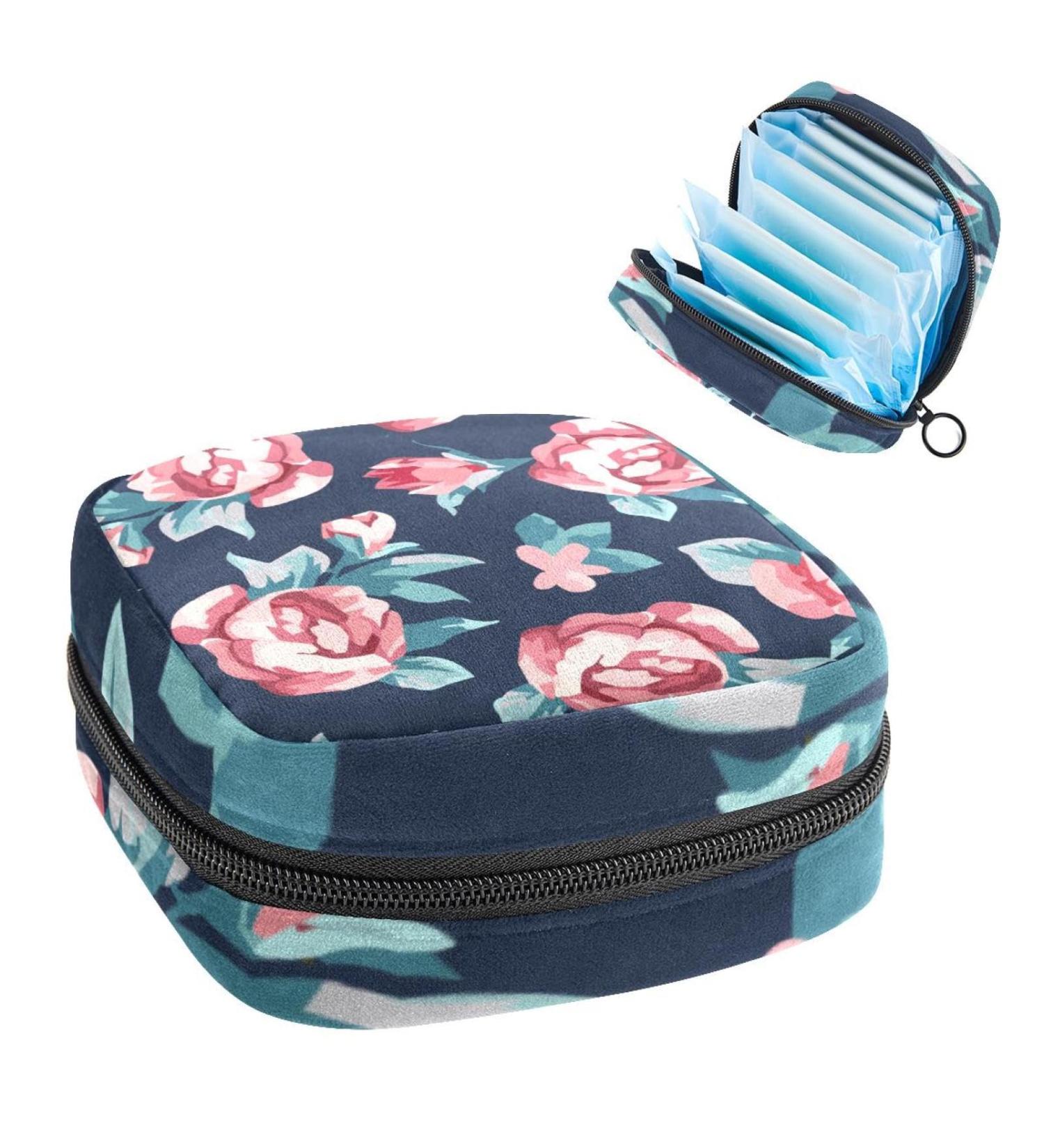Vintage Pink Rose Period Bag & Travel Makeup Pouch | GIAPB Sanitary Napkin Storage - Buy Online on GoSupps.com
