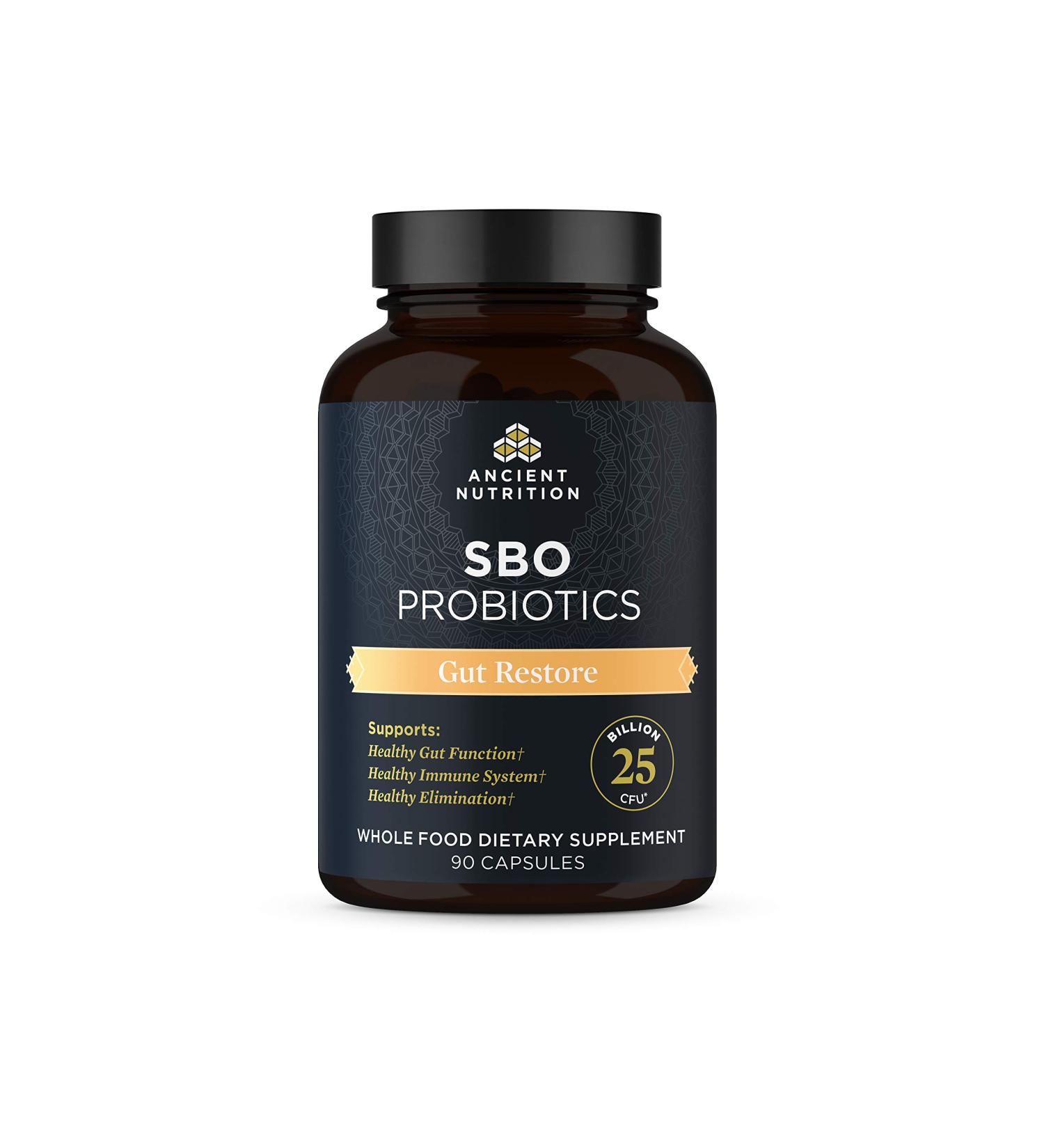 Ancient Nutrition SBO Probiotics - Gut Restore 25 Billion CFUs | 90 Capsules - Buy Online on GoSupps.com