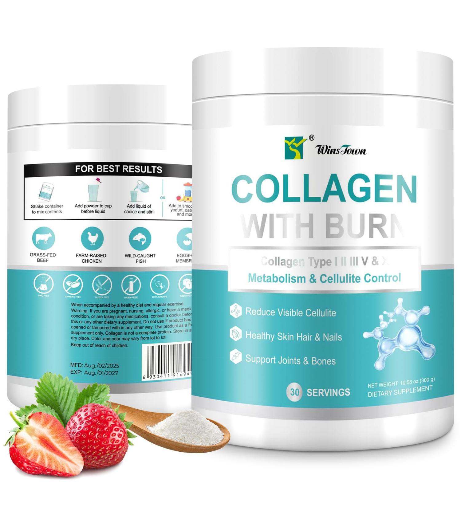 Multi Collagen Burn Powder Metabolism&Body Composition Support Types I/II/III/V/X L-Carnitine+Green Tea Extract Skin Joints&Muscle Support 30 Servings - Buy Online on GoSupps.com