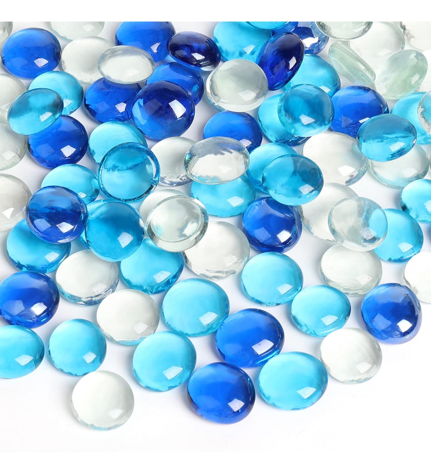 FUTUREPLUSX 5Lb 500PCS Blue Mixed Color Flat Glass Marbles - Premium Decorative Gems for Vases, Table Scatter, and More - Buy Online on GoSupps.com