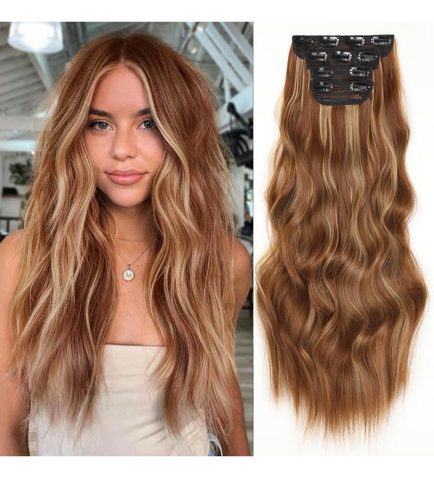 YDDM 20-Inch Wavy Clip-in Hair Extensions - Natural Look Affordable Synthetic Hair 4pcs for Women - Buy Online on GoSupps.com