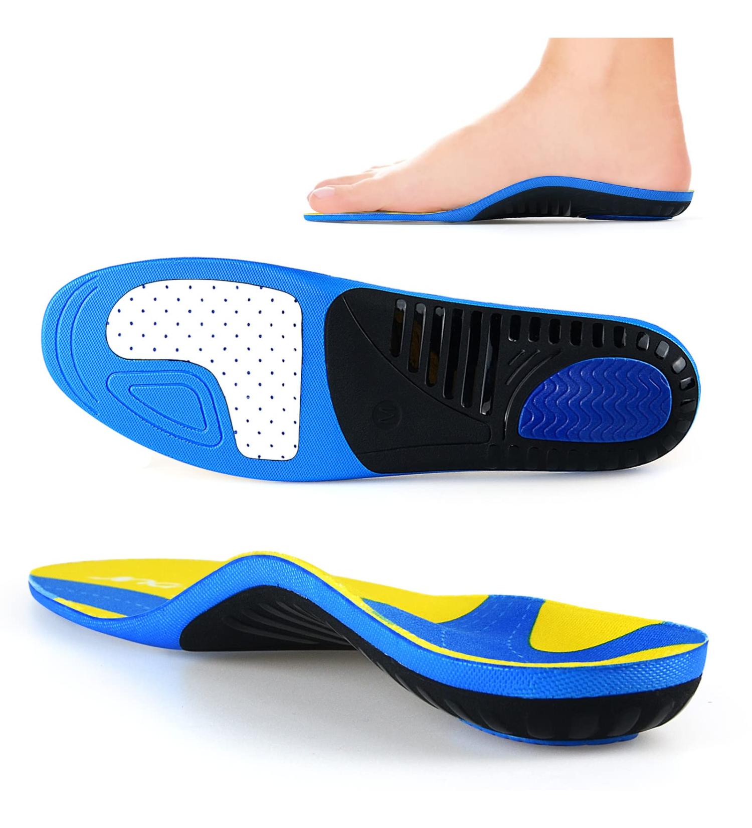 Orthopedic Insoles for Heel Spur & Plantar Fasciitis - Flat Feet Support Inserts for Men & Women - Size L (45-47) - Yellow - Buy Online on GoSupps.com