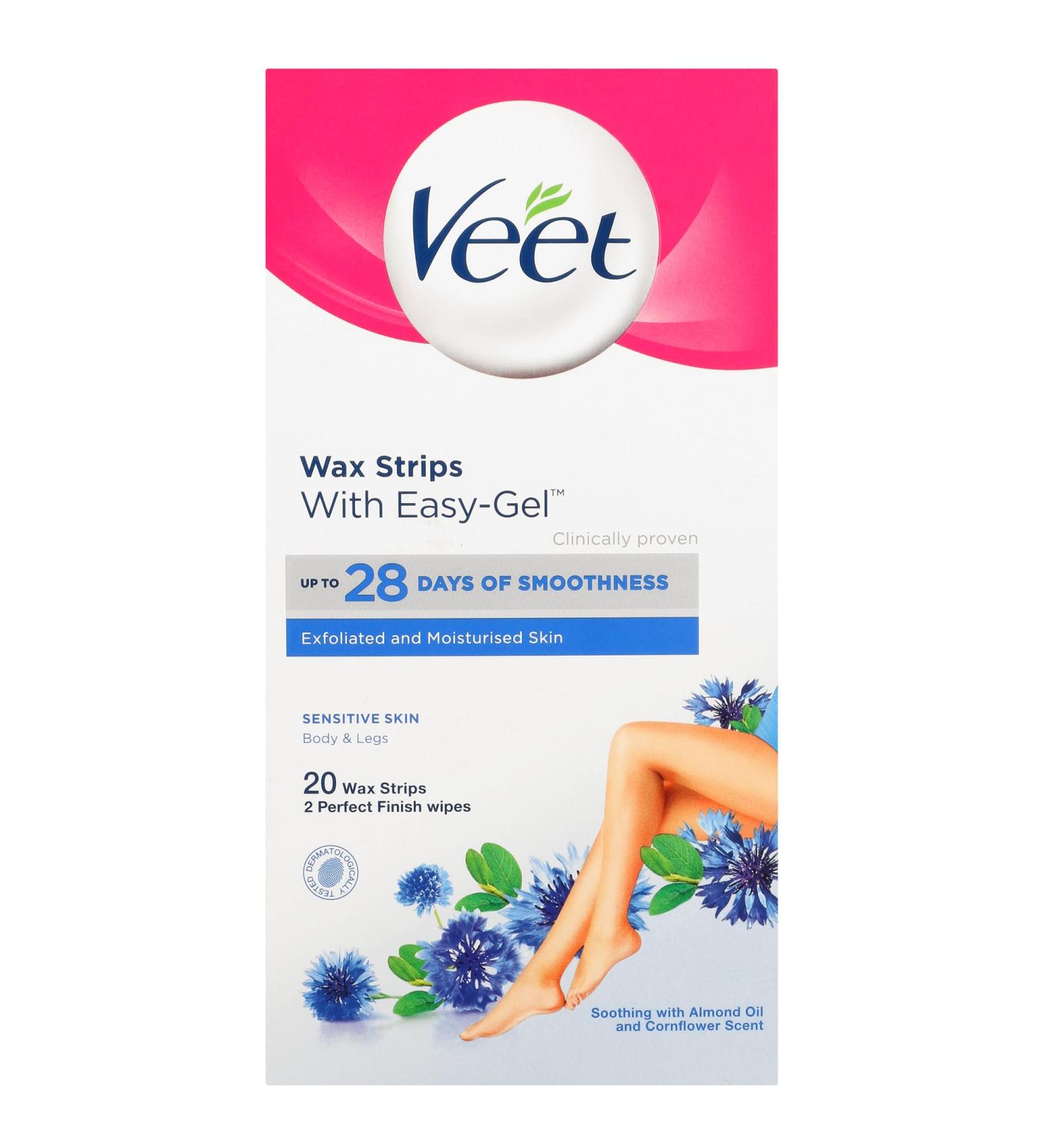 Veet Wax Strips with Easy Grip Sensitive Skin - 20 Wax Strips VEET03 20 count (Pack of 1) - Buy Online on GoSupps.com