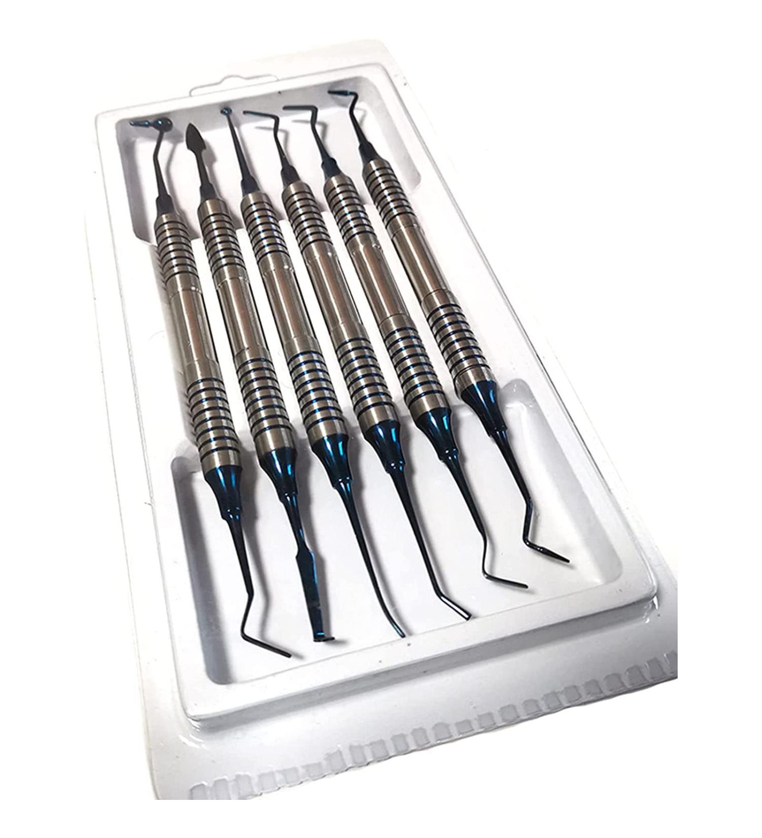 MYDLO Dental Composite Non-Stick Filling Instrument Kit - 6-Piece Stainless Steel Set with Blue Plasma Coating | International Shipping Available - Buy Online on GoSupps.com