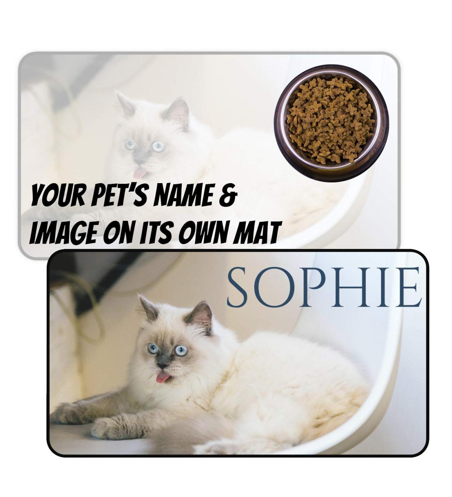 Personalized Custom Cat Food Mat with Photo and Name - 12 x 22 - For Dogs and Cats - Buy Online on GoSupps.com
