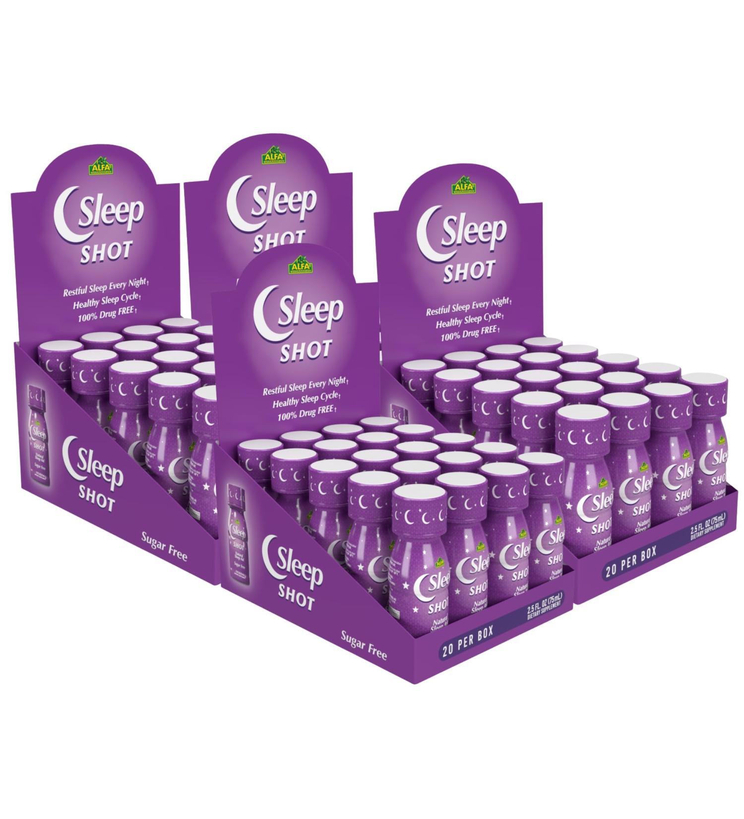 ALFA VITAMINS Sleep Shot Contains 10 MG of Melatonin, Vitamin B6, L-Theanine for Healthy Sleep & Night time Routine- 2.4oz Shot Bottle - 80 Pack - Buy Online on GoSupps.com