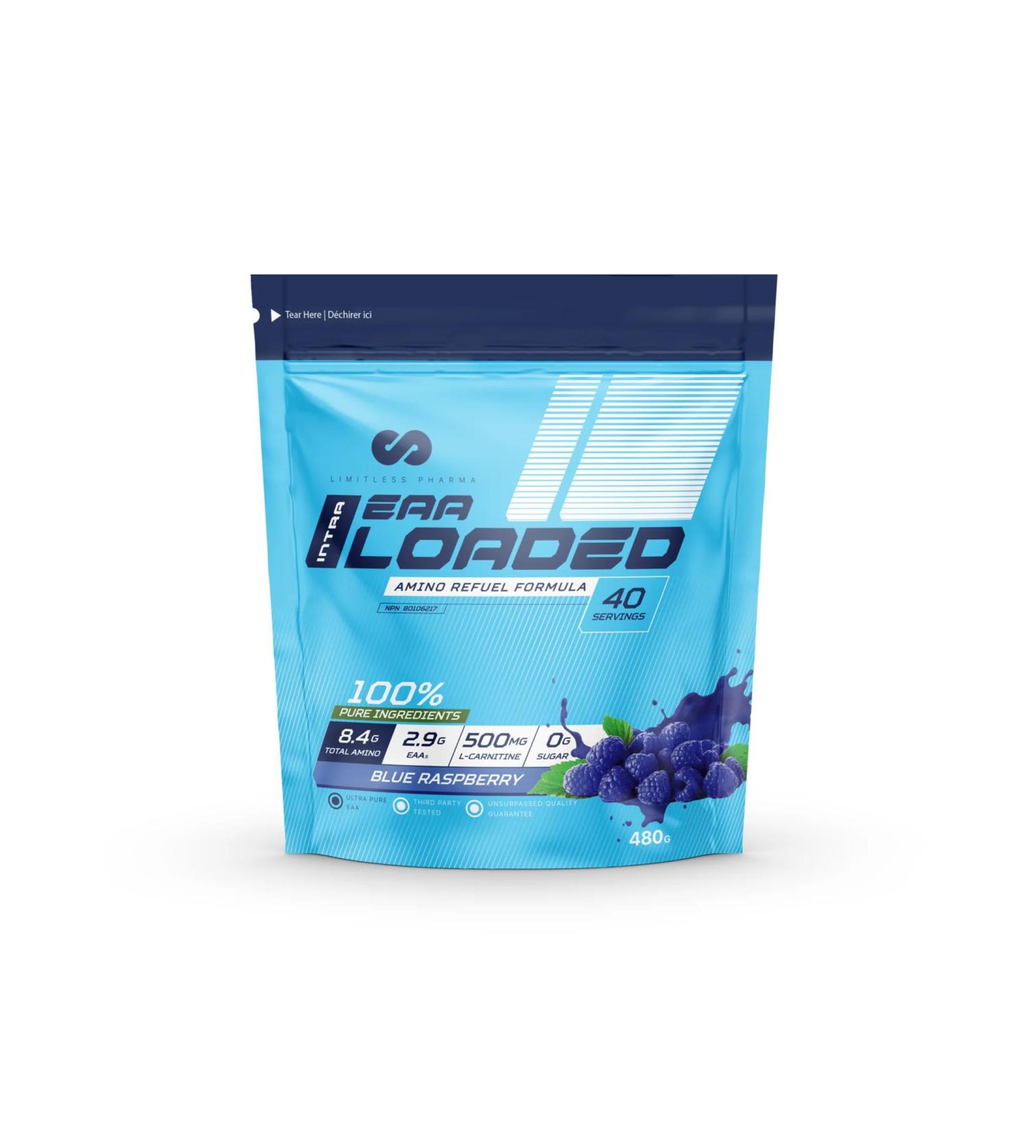 Limitless Pharma EAA Loaded | Intra Workout Essential Amino Acid Supplement | EAAs BCAAs L-Carnitine Electrolytes Sugar Free | Post Workout Muscle Recovery Energy Hydration | 40 Servings (Blue Raspberry) - Buy Online on GoSupps.com