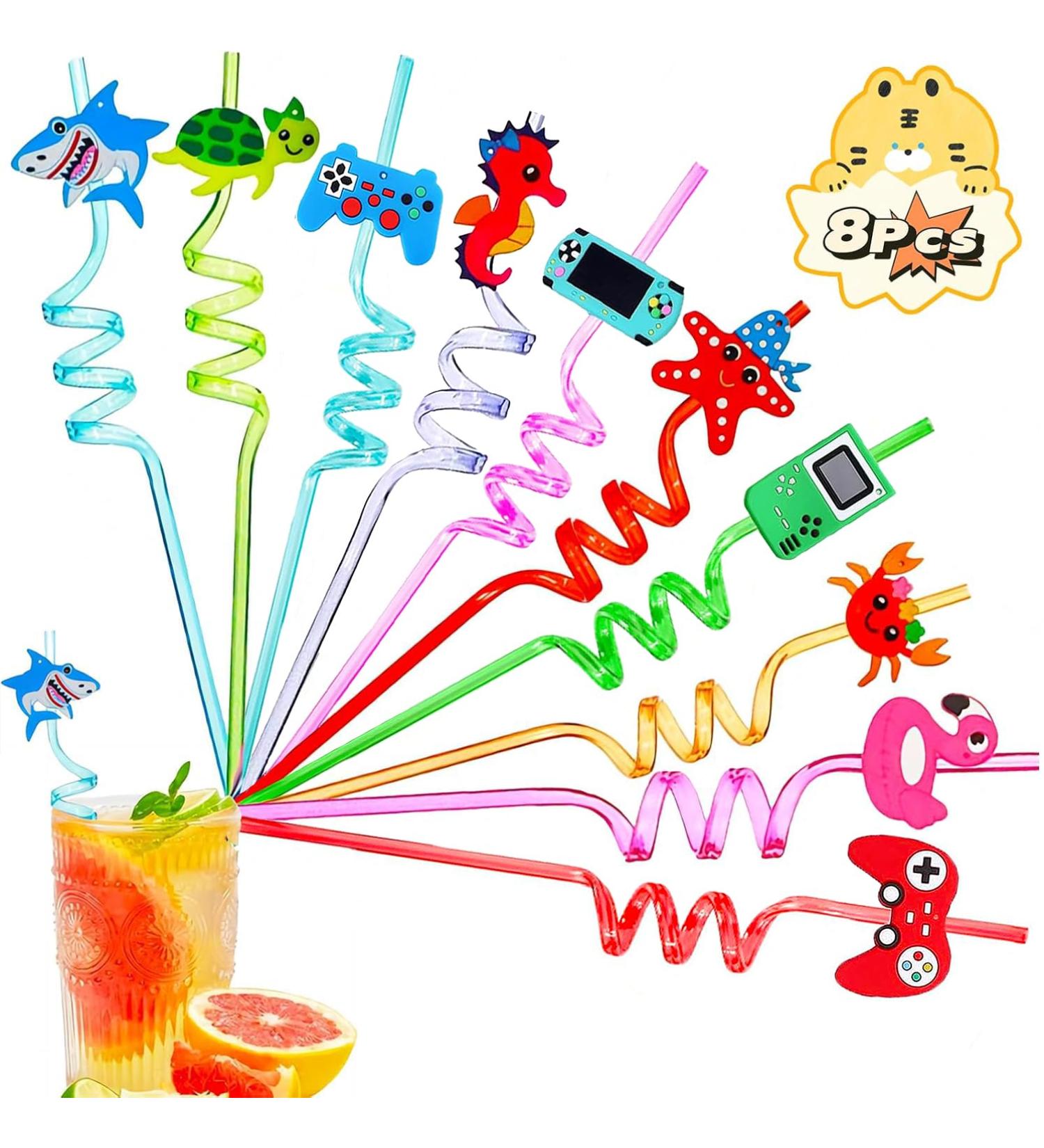 8Pcs Straw Reusable Sea Animal Straws for Sea Party Favors Plastic Ocean Creature Animal Drinking Straws Swirly Straws for Kids Sea Animal Party Decorations Supplies Ocean Themed Party Supplies - Buy Online on GoSupps.com