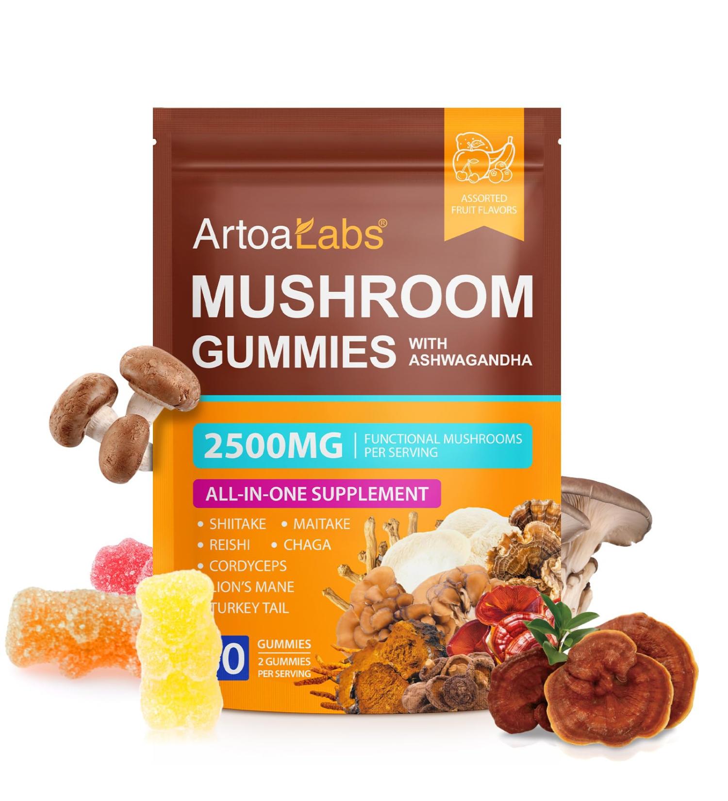 Onznoz Mushroom Gummies 2500mg - Mushroom Supplement with Reishi Cordyceps Lions Mane Immune Support Focus Memory Energy Mushroom Complex Capsules (80 Count (Pack of 1)) - Buy Online on GoSupps.com