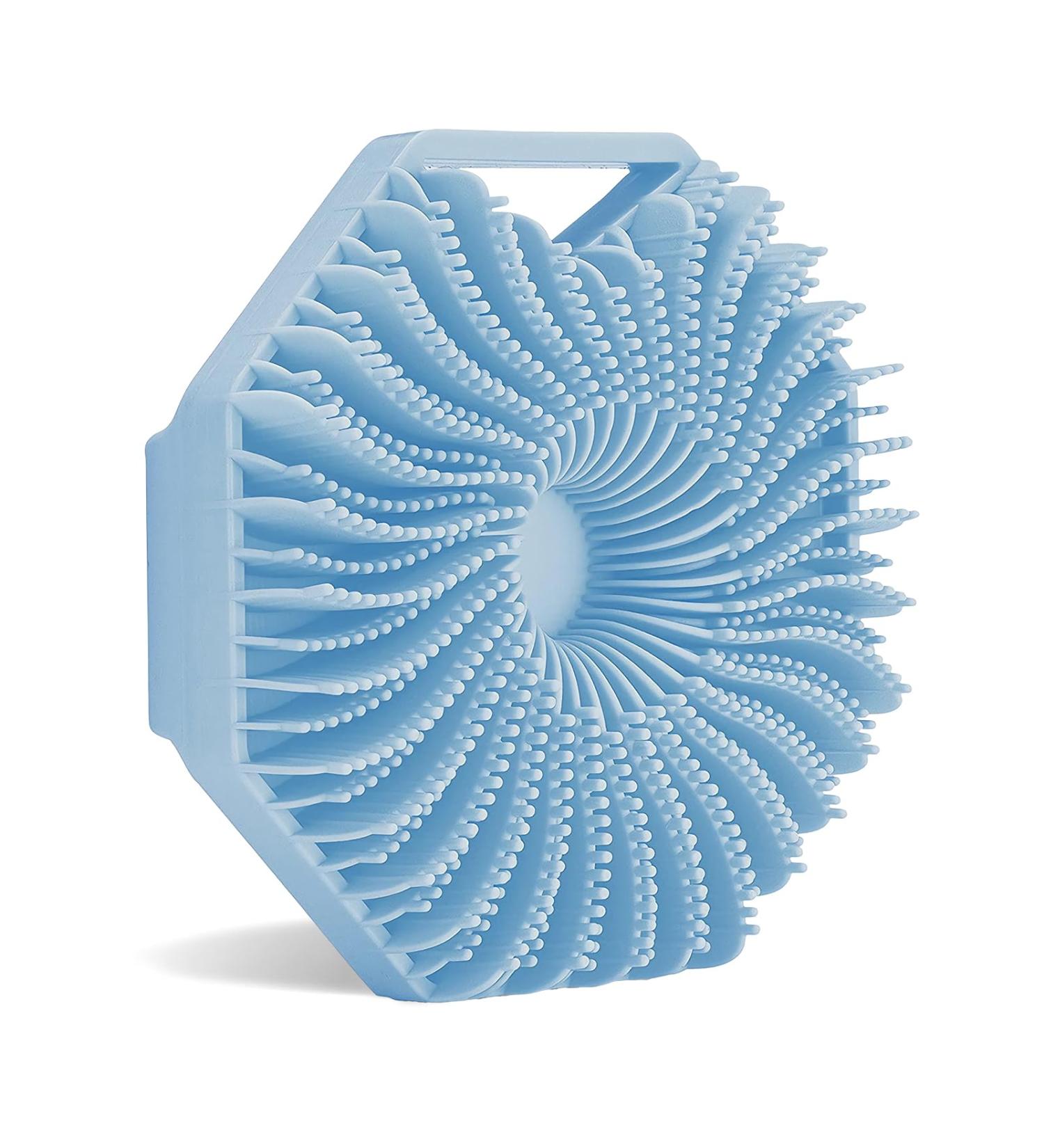 Antimicrobial Silicone Body Scrubber for Sensitive Skin - Eco Friendly Exfoliating Shower Brush (Blue) - Buy Online on GoSupps.com