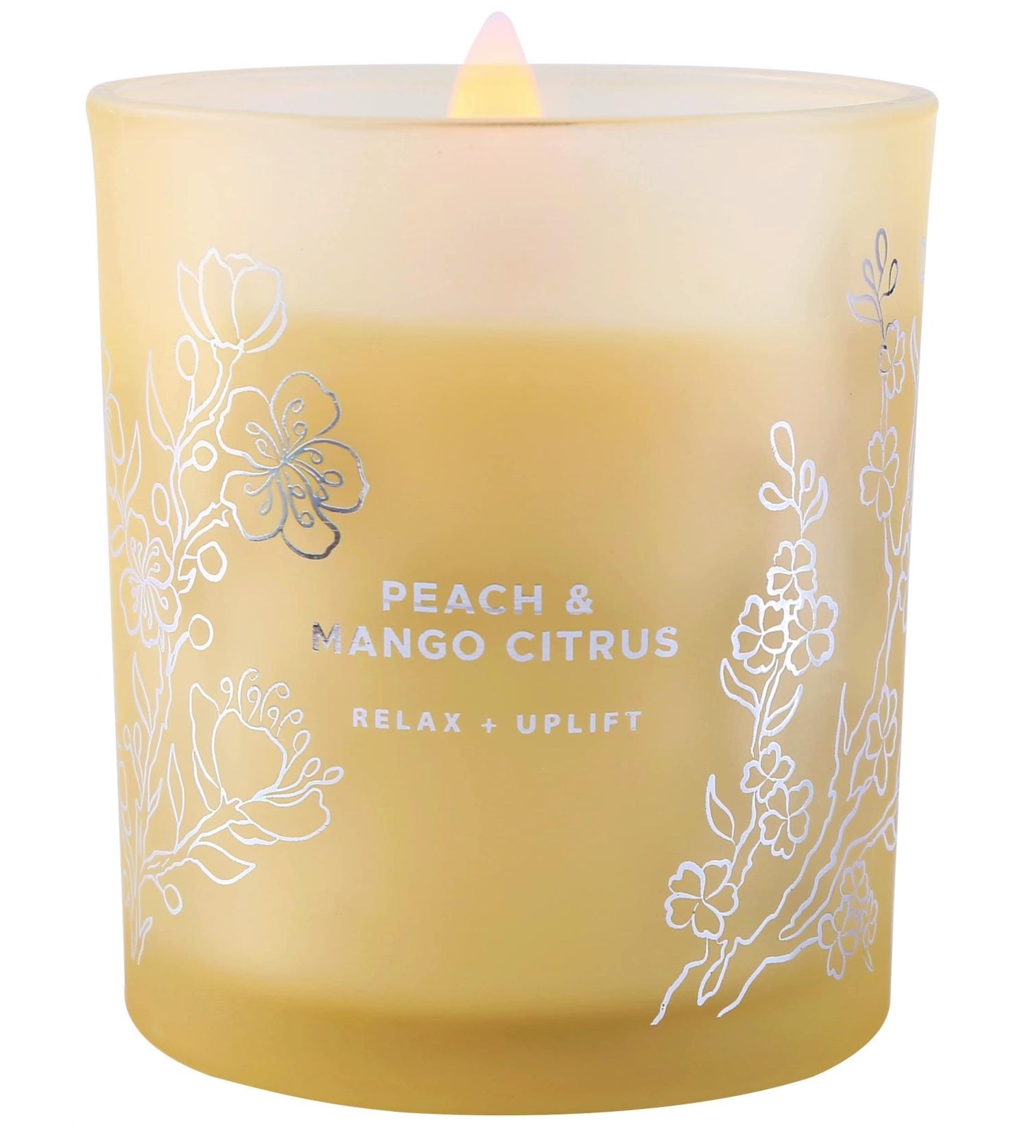 Large Peach Mango Tropical Citrus Candle - Natural Soy Aromatherapy Jar - Long Lasting 10.6 oz Fresh Summer Scent for Home - Perfect Gift for Men & Women - Buy Online on GoSupps.com