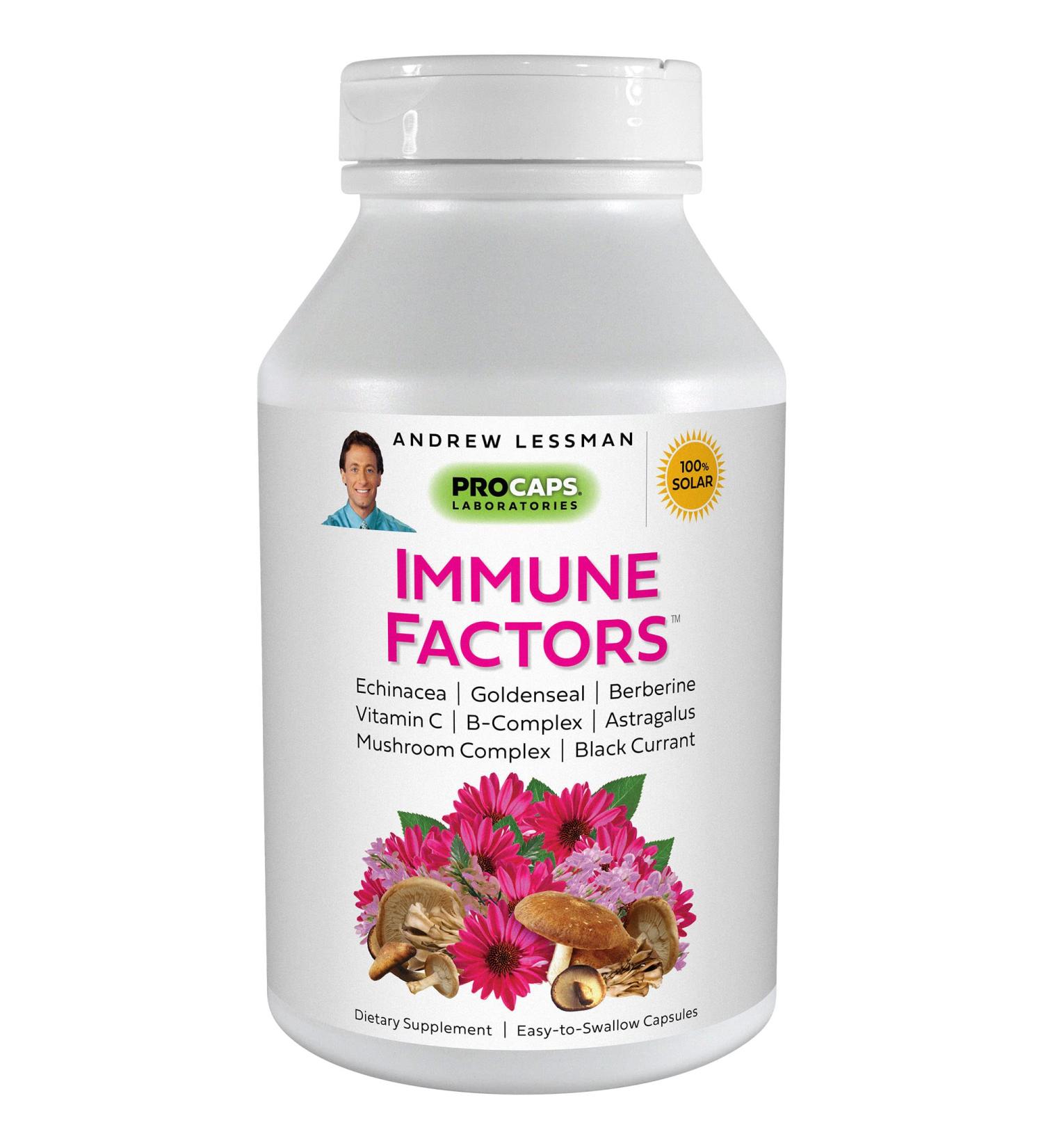 Andrew Lessman Immune Factors 360 Capsules - Echinacea, Goldenseal, Vitamin C, Astragalus, Berberine, Mushroom Blend, Black Currant - 360 Count - Supports Immune System & Natural Defenses - Buy Online on GoSupps.com