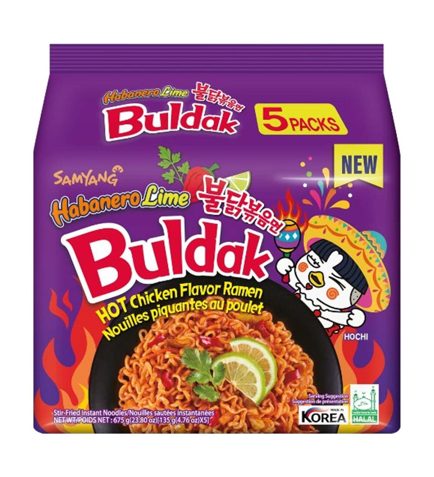Samyang Buldak Hot Chicken Flavour Ramen - Habanero Lime (Pack of 5) 675g Limited Edition HALAL - Buy Online on GoSupps.com