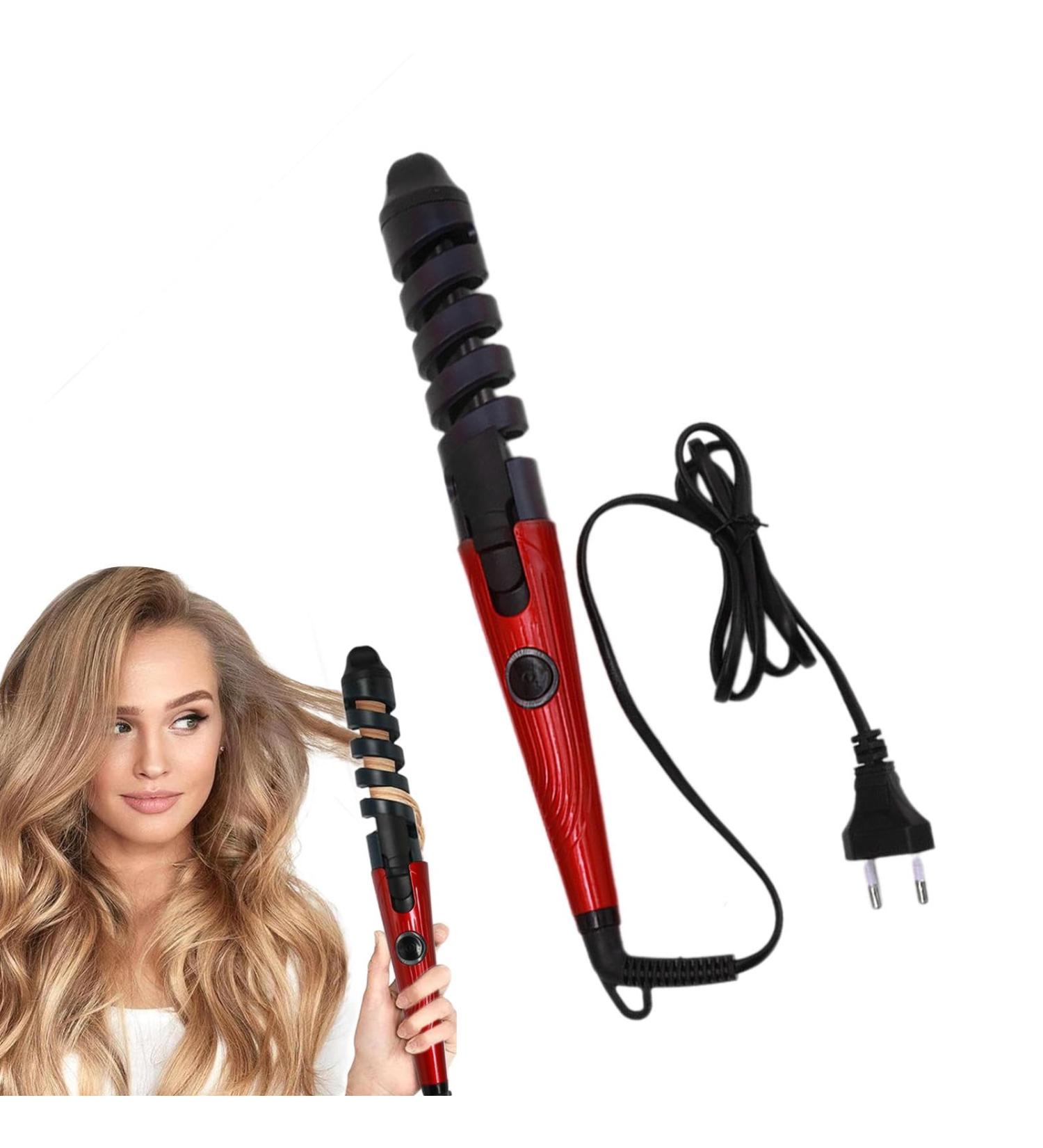 Automatic Curling Iron - Portable Curling Iron | Hair Straightener and Curler 2 in 1 Portable Automatic Hair Curler Wand for Long Short Hair Red US - Buy Online on GoSupps.com