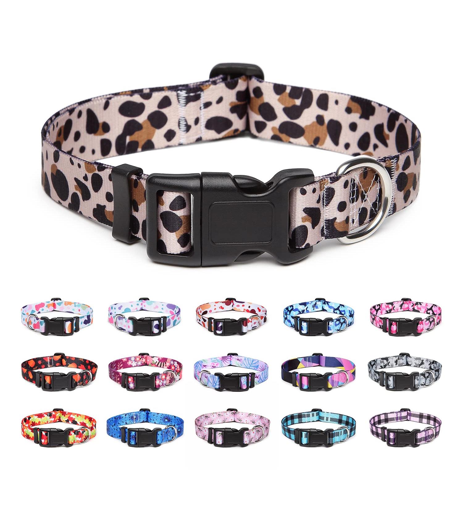 Suredoo Adjustable Leopard Dog Collar - Soft Nylon Comfort for Small Medium & Large Dogs | Neck 38-63 cm - Buy Online on GoSupps.com