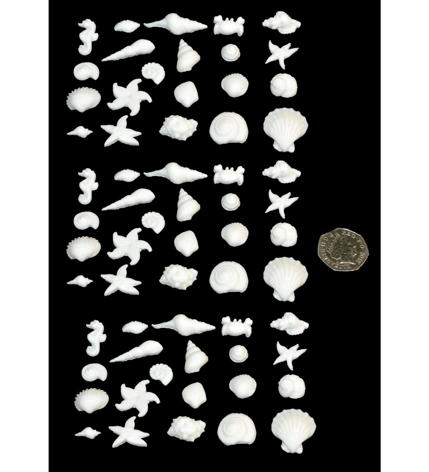 60 x edible 3D seashells sea shells icing toppers cake cupcakes decorations (Radiant Gold)