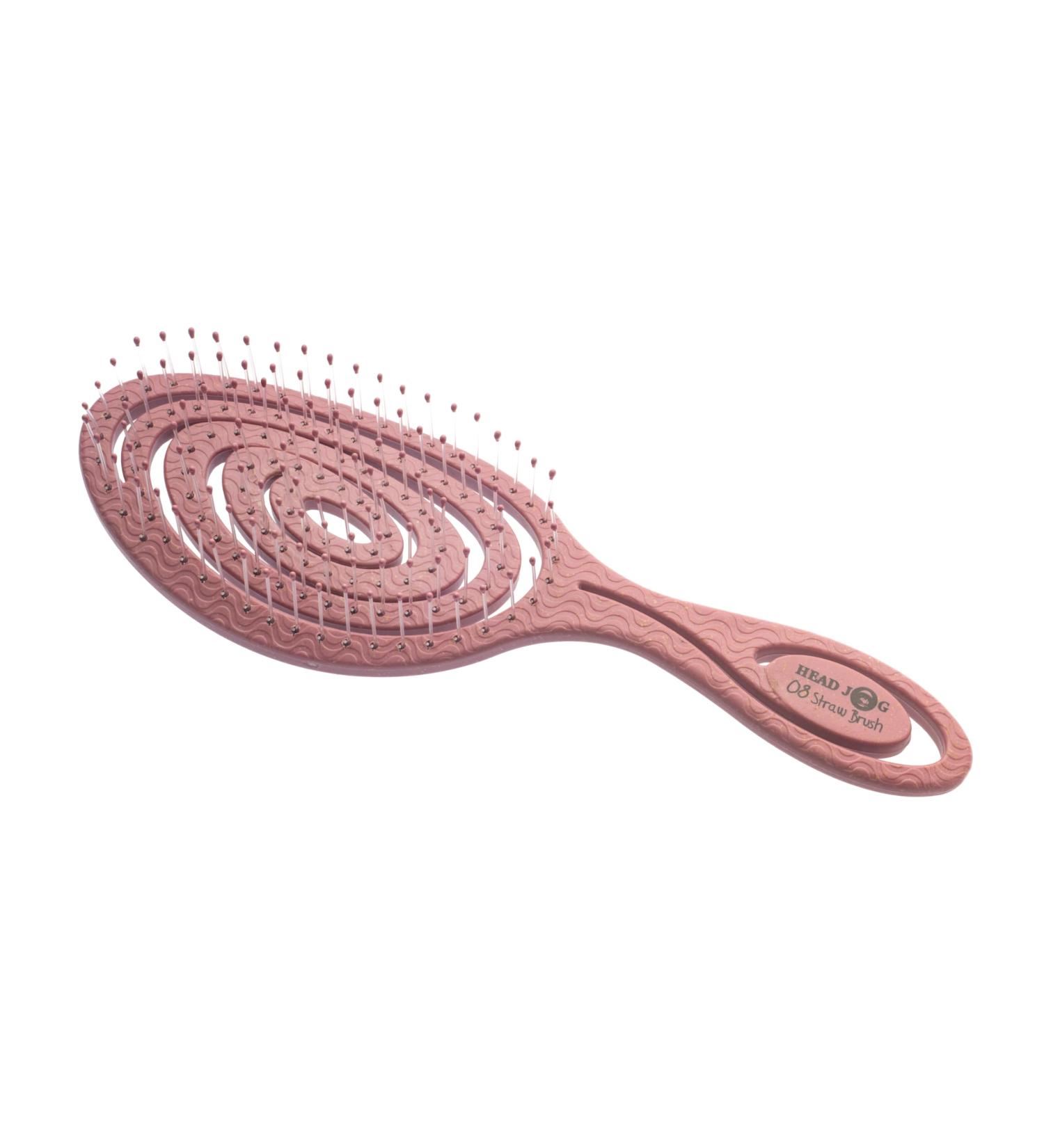 Head Jog 08 Paddle Brush Flexible Soft Pin Bristles Detangling Wet Or Dry Hair. Gentle Brushing Hairbrush. Detangle Brushes For Straight Curly & Wavy Hair Types. (Blossom)