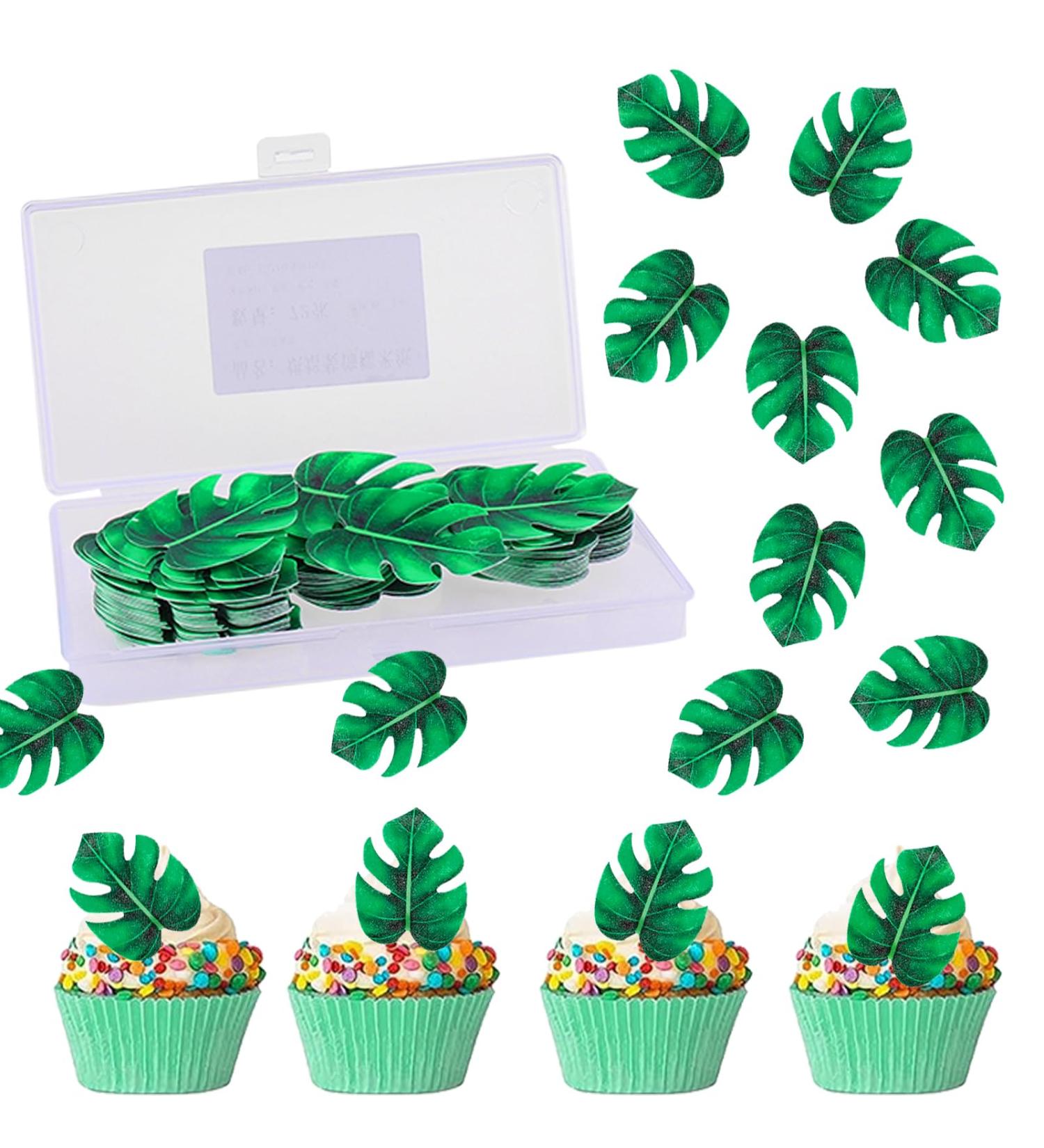 72 Edible Tortendeco Leaves for Cake & Muffin Decoration | Palm & Turtle Leaf Jungle Decor - Perfect for Weddings & Birthdays - Buy Online on GoSupps.com