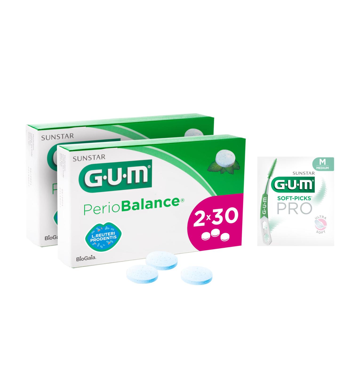 Buy GUM Periobalance Lutsch Toms for Healthy Gums | Contains Probiotic Lactobacillus Reuteri | Mint Flavor | 2x30 (+1 Free Sample) | International Shipping - Buy Online on GoSupps.com