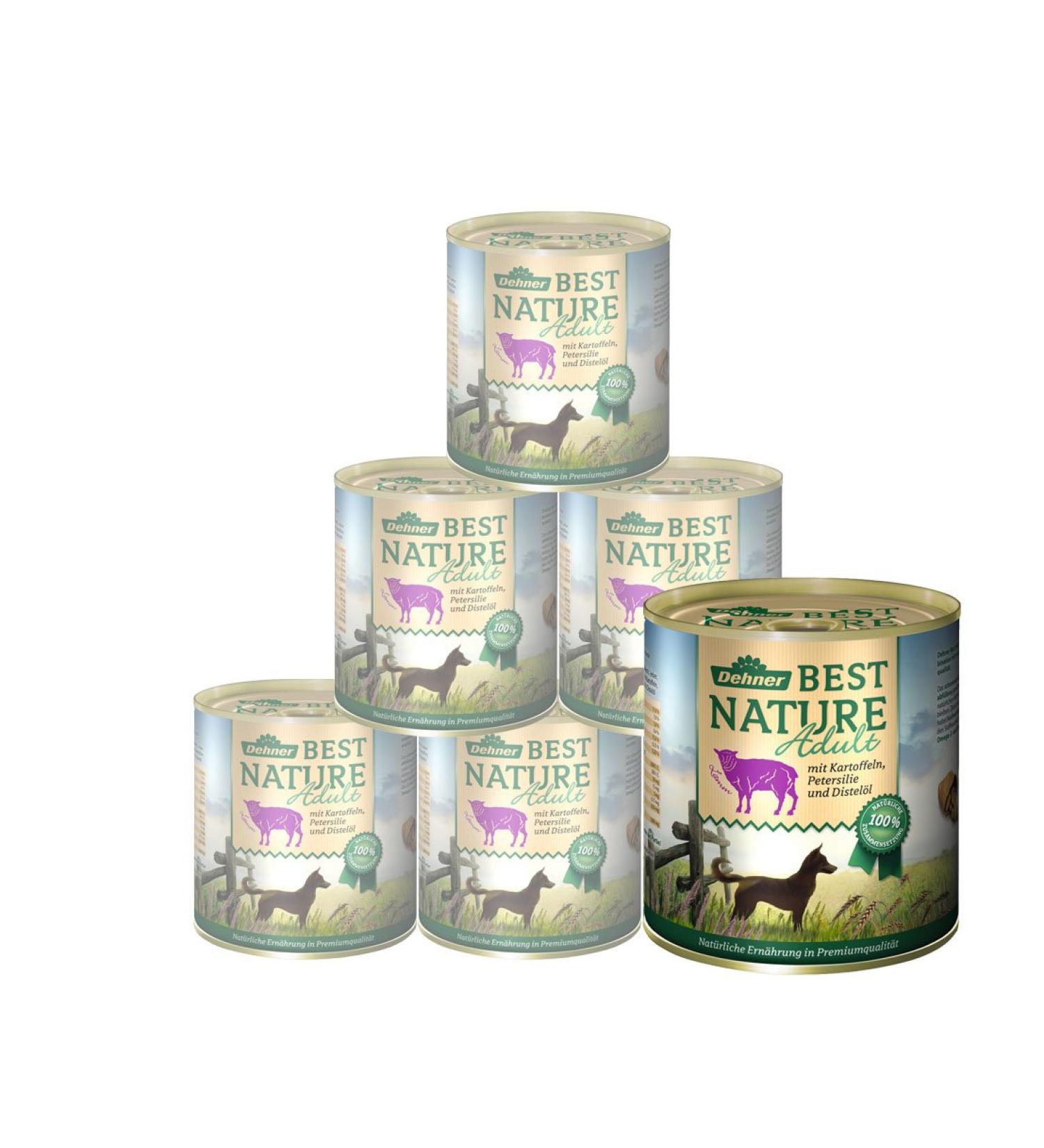 Dehner Best Nature Grain-Free Wet Dog Food for Adults | Lamb Potatoes & Parsley | 6 x 800g Cans (4.8kg) - Buy Online on GoSupps.com