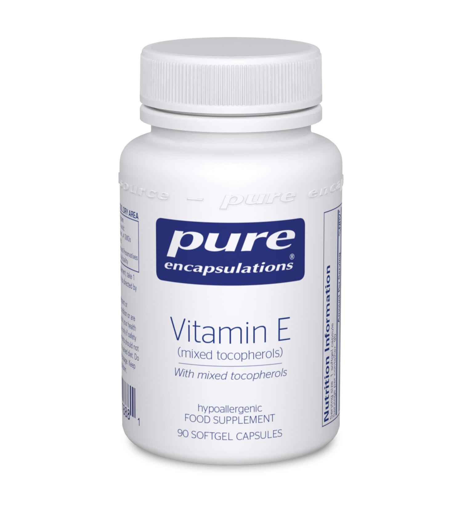 Pure Encapsulations Vitamin E 400 IU Softgels - Natural D-Alpha Tocopherol Antioxidant Supplement - 90 Capsules - Buy Online on GoSupps.com