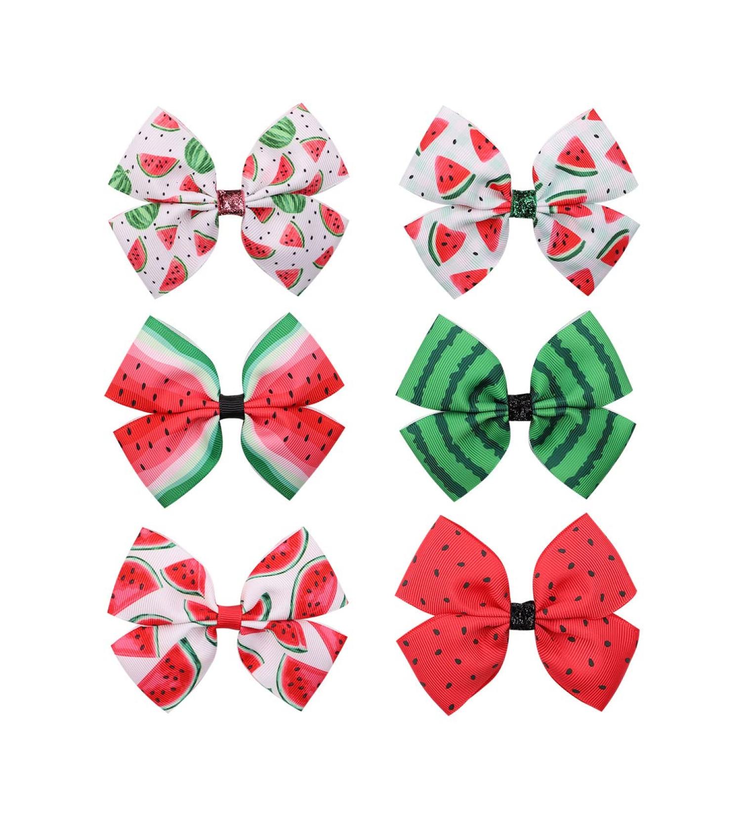 Watermelon Bow Hair Clips - Set of 6 Cute Fruit Hairclips for Girls - BBG22 - Buy Online on GoSupps.com