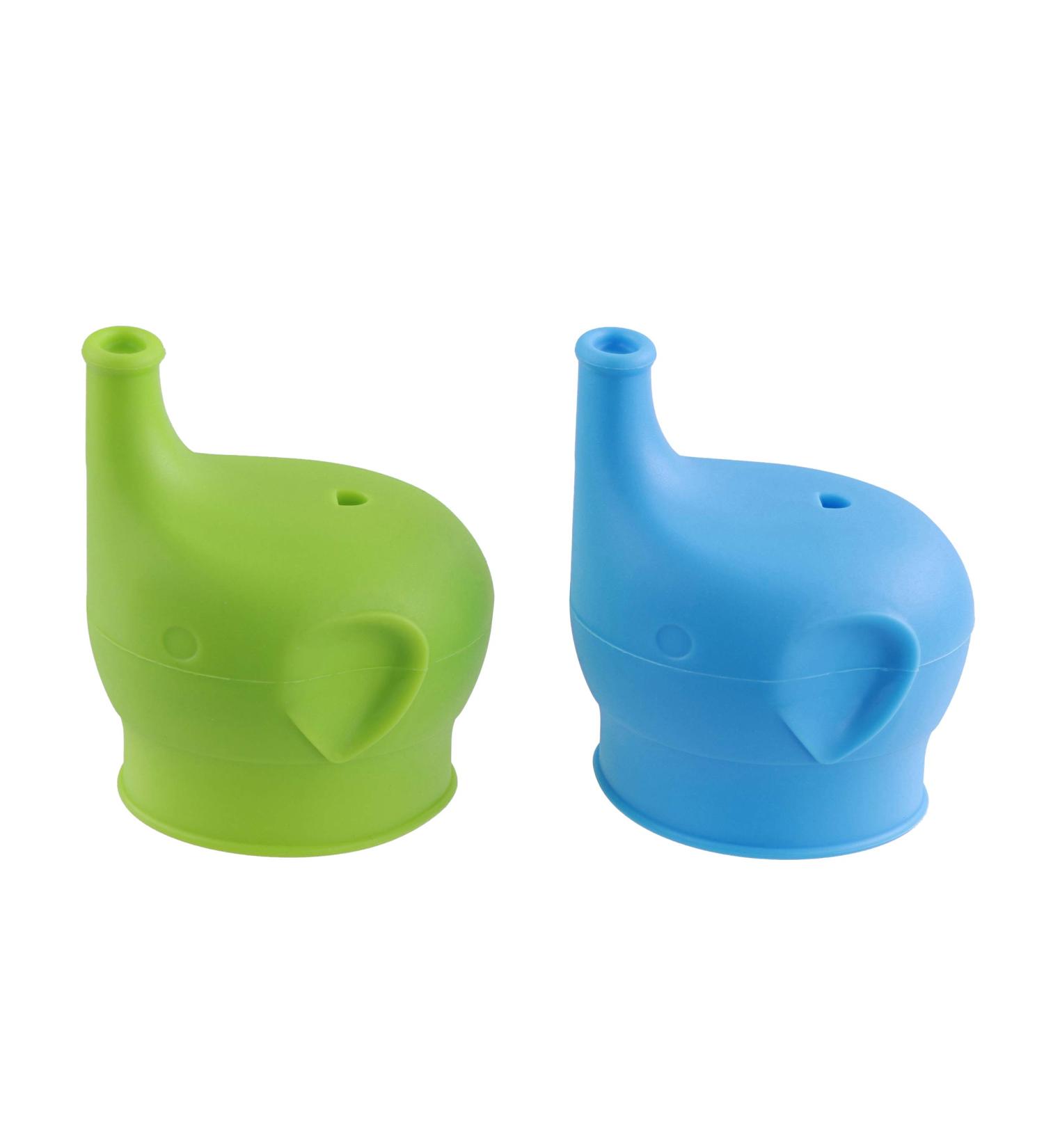 Acorn Baby Silicone Sippy Cup Lids 2pk - Blue/Green Reusable Stretch Lid | Spill Proof | Fits Any Cup - Buy Online on GoSupps.com