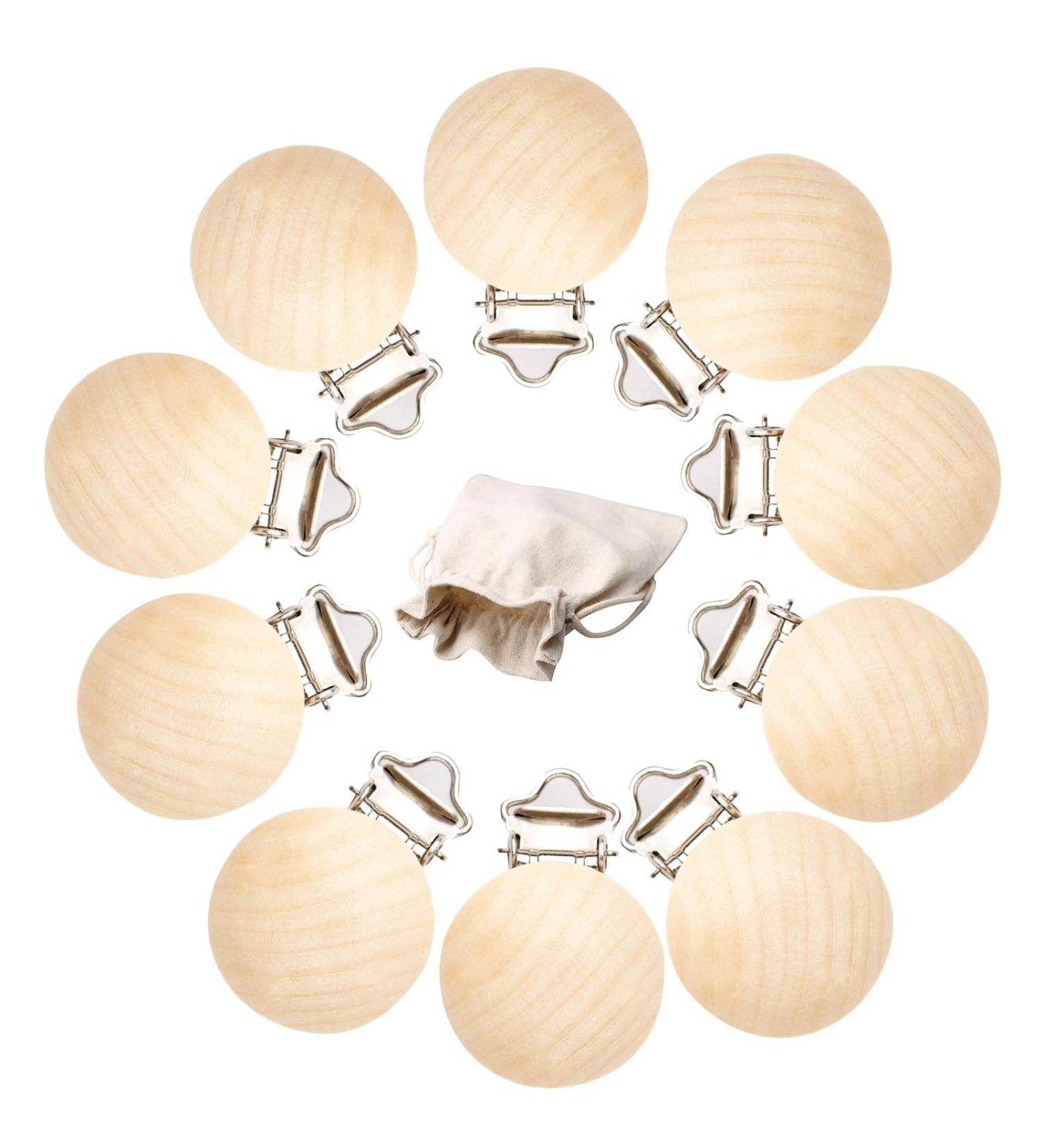 10 Pack Wood Pacifier Clips - Eco-Friendly Dummy Clip Holders & Baby Teething Toys - Perfect for International Shipping - Buy Online on GoSupps.com