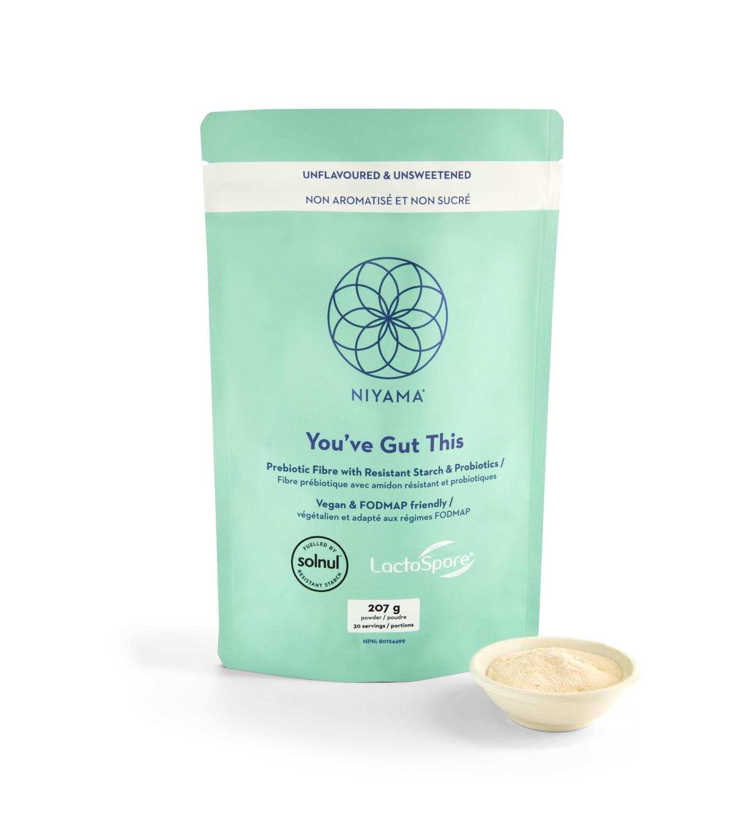 You ve Gut This Prebiotic Fibre Supplement by Niyama | High Source of Fibre | With LactoSpore Probiotics and L-glutamine for Total Gut Health | 5g of Fibre per Scoop (207g 30 servings) - Buy Online on GoSupps.com