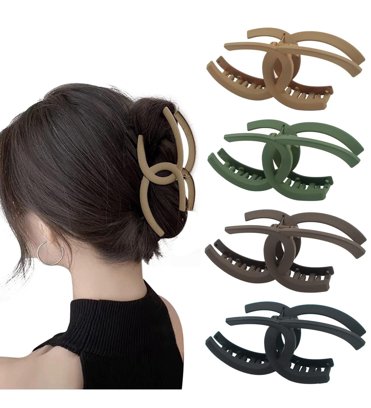 4 Pack Medium Large Hair Claw Clips for Women & Girls - Non-slip Matte Jaw Clips for Thin & Long Hair - Strong Hold Jumbo Claw Clips - Neutral Colors (Black/Green/Brown/Khaki) - Buy Online on GoSupps.com
