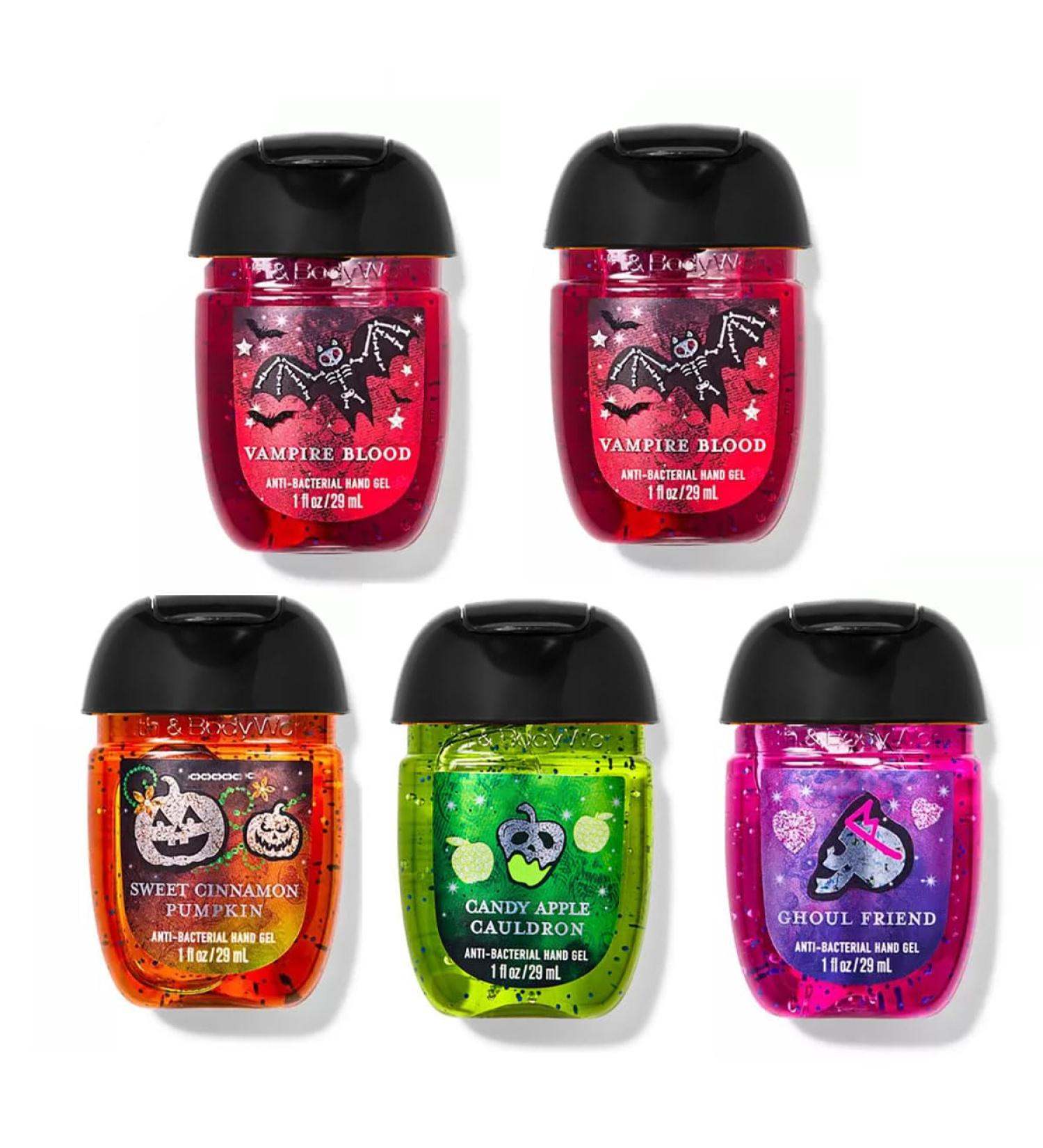 Bath + Body Works Halloween Hand Sanitizer - Set of 5 Mini Travel Size 1oz Pocket Sanitizers for Halloween and Fall 2024 - Candy Apple Cauldron + Sweet Cinnamon Pumpkin + Ghoul Friend + Vampire Blood