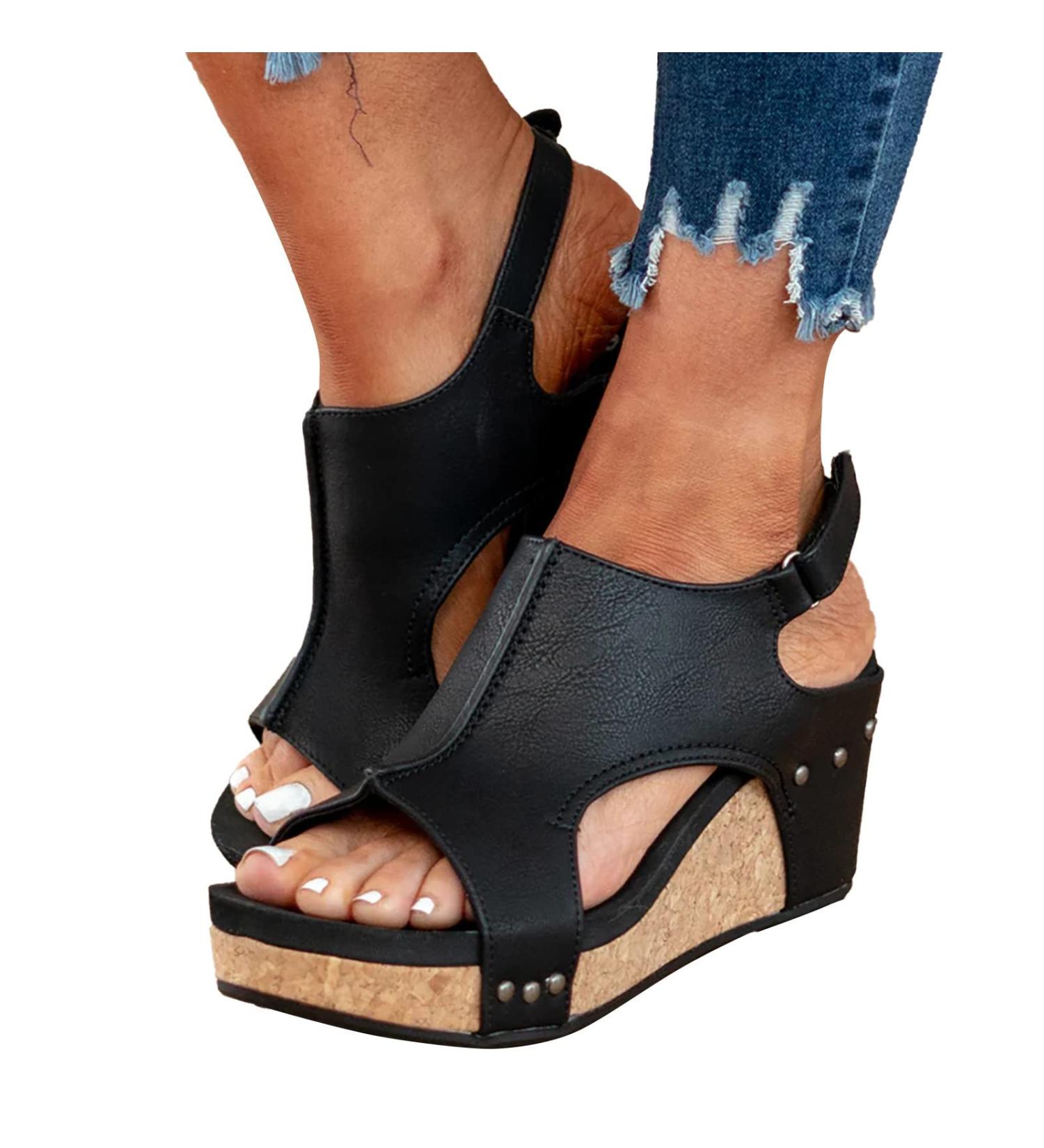 Foldap Women's Platform Wedge Sandals - Espadrille Slip-On Summer Slides | Casual Walking Shoes - Buy Online on GoSupps.com