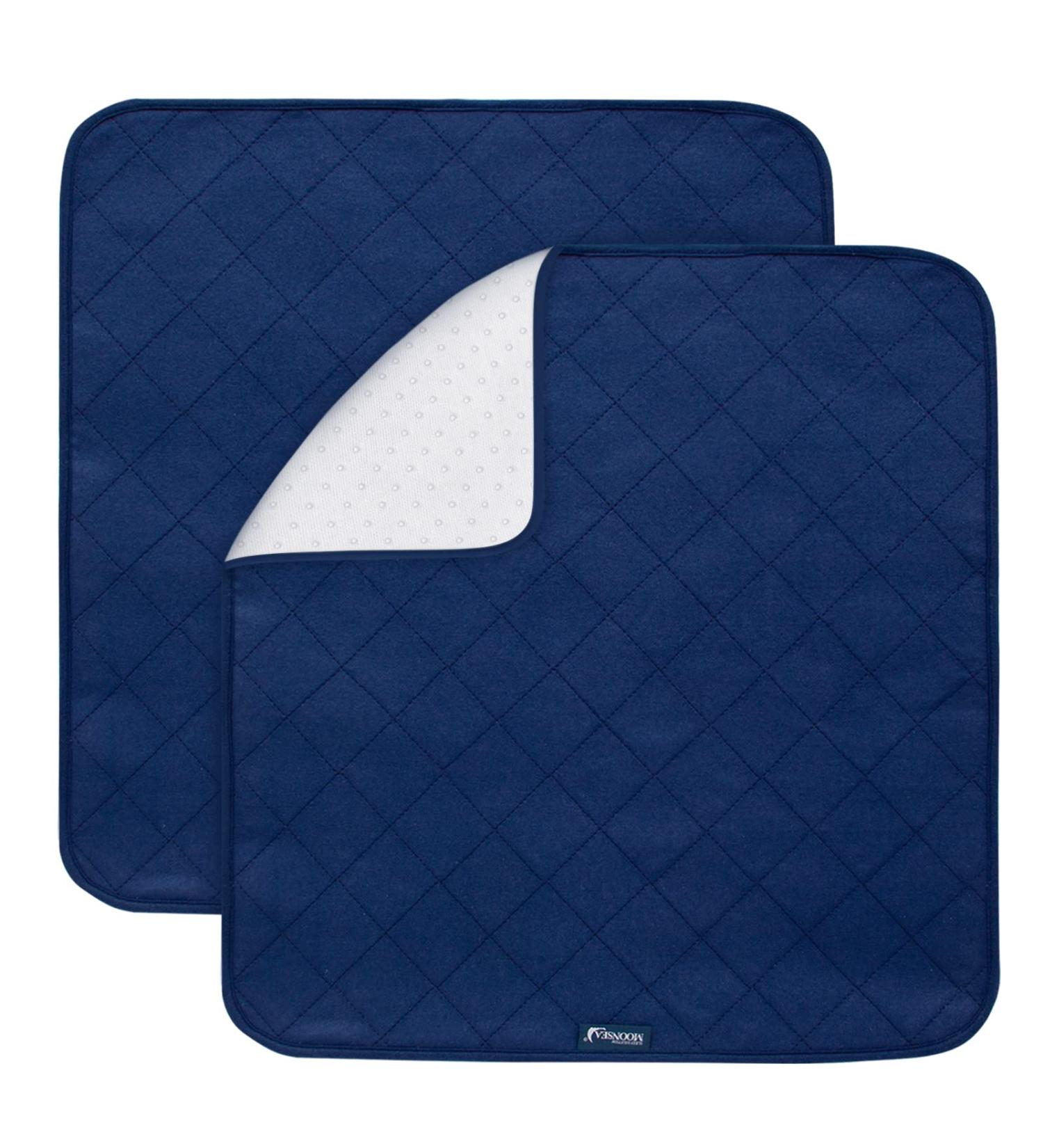 Waterproof Incontinence Chair Pads 2 Pack - Non Slip Absorbent Seat Protector - Navy - 22 x 21 - Reusable & Washable - Ideal for Wheelchair, Nursery & Elderly Care - Buy Online on GoSupps.com
