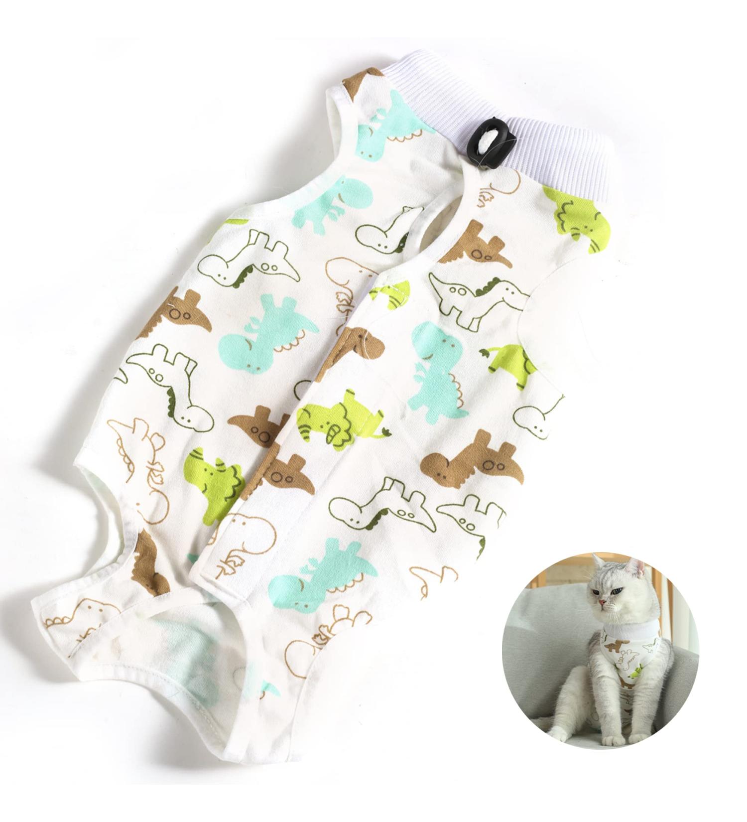 Clrybo Post-Surgery Recovery Suit for Cats - Dinosaur Style Medium | Ideal After Castration - Buy Online on GoSupps.com