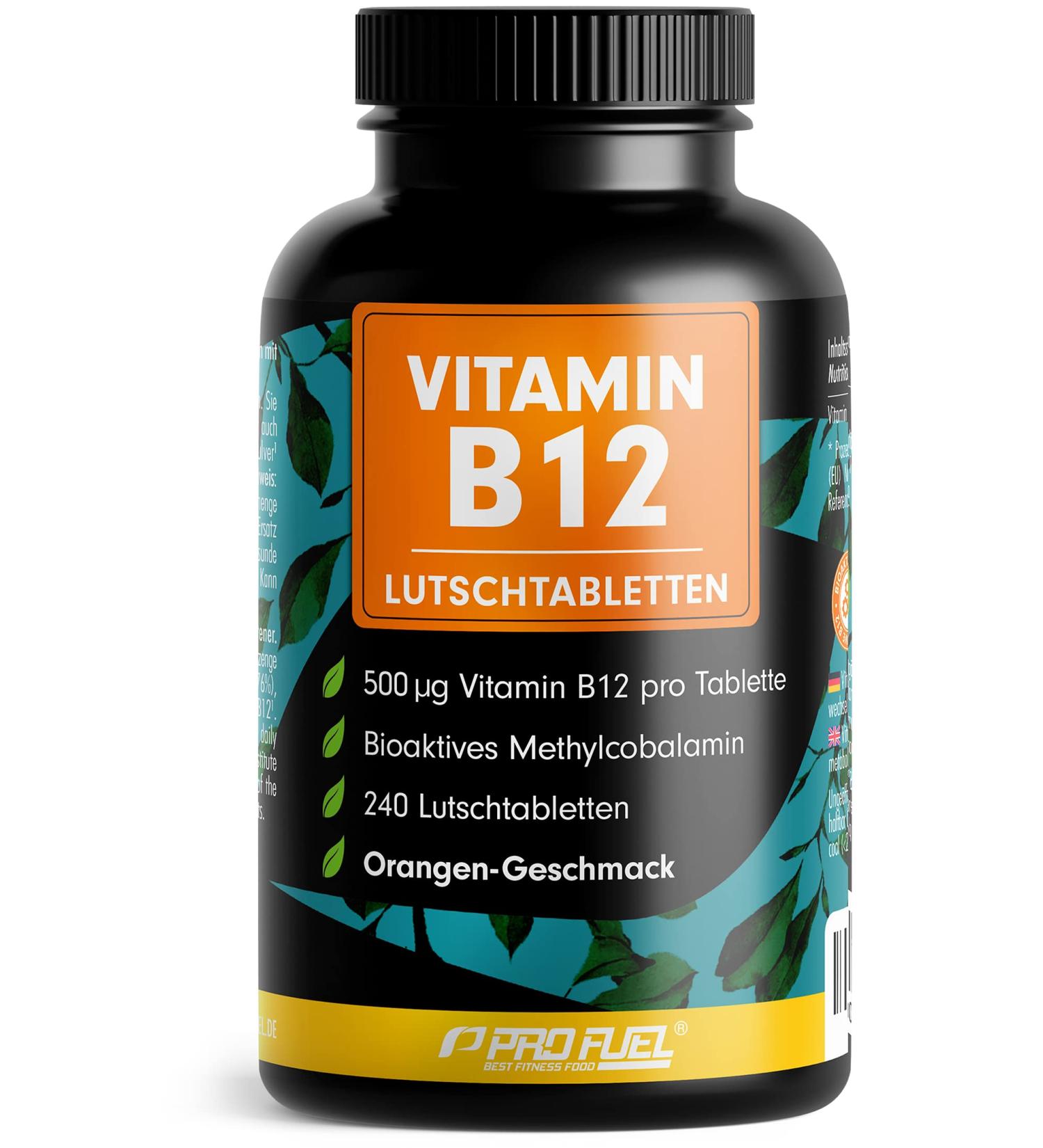 Vitamin B12 Sucking Tablets - 240 Orange Tablets 500 g Methylcobalamin Vegan Sugar-Free Delicious Taste - Buy Online on GoSupps.com