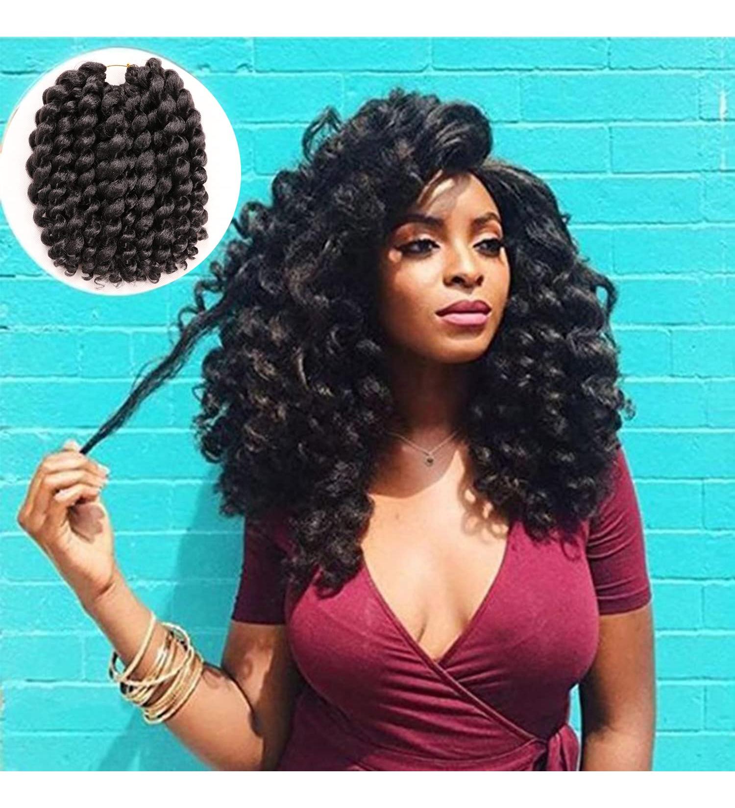 10 Inch Jamaican Bounce Curly Crochet Hair 4 Packs - #1B - Buy Online on GoSupps.com