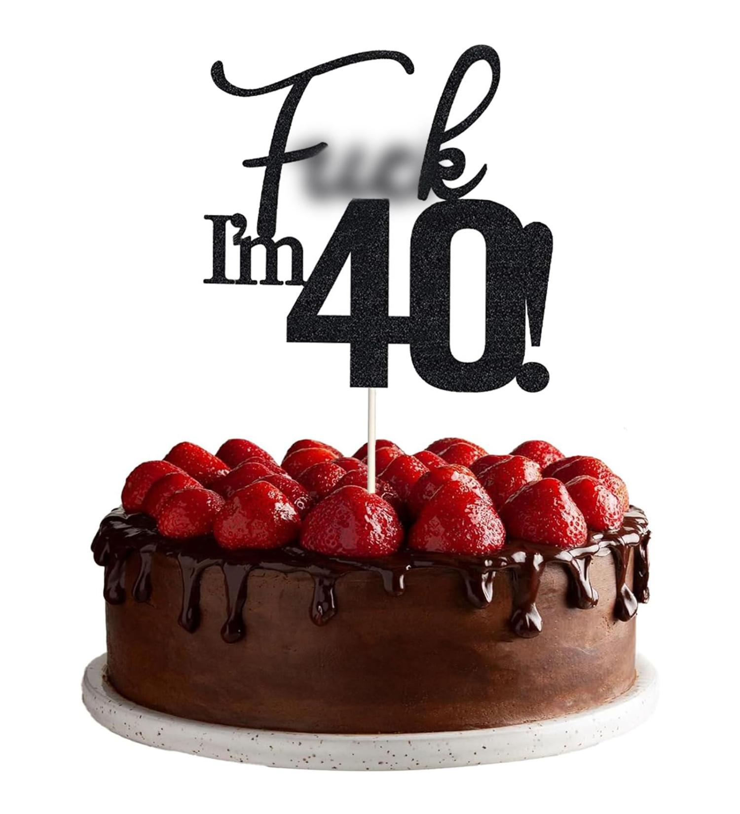 VIKY 40th Birthday Cake Topper | Glittery Kuchendeko for Men | Black 40th Birthday Party Decoration | Celebrate in Style - Buy Online on GoSupps.com