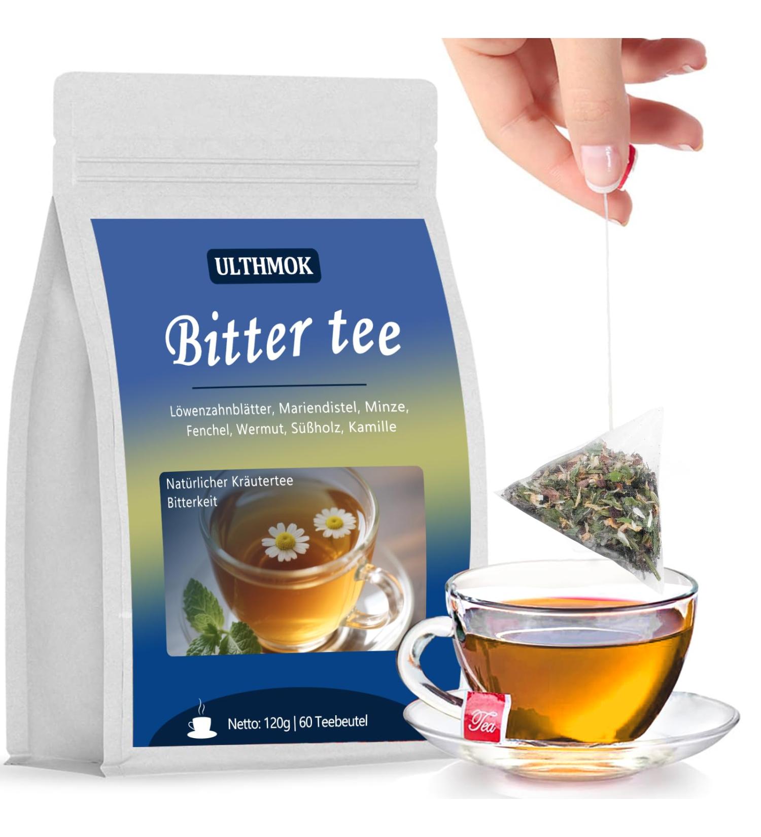  ULTHMOK Bitter Tea | Entry-Level Bitter Herbal Tea | Contains Dandelion Wormwood Milk Thistle and Other Delicious Bitter Herbs - 60 Individual Tea Bags - Buy Online on GoSupps.com