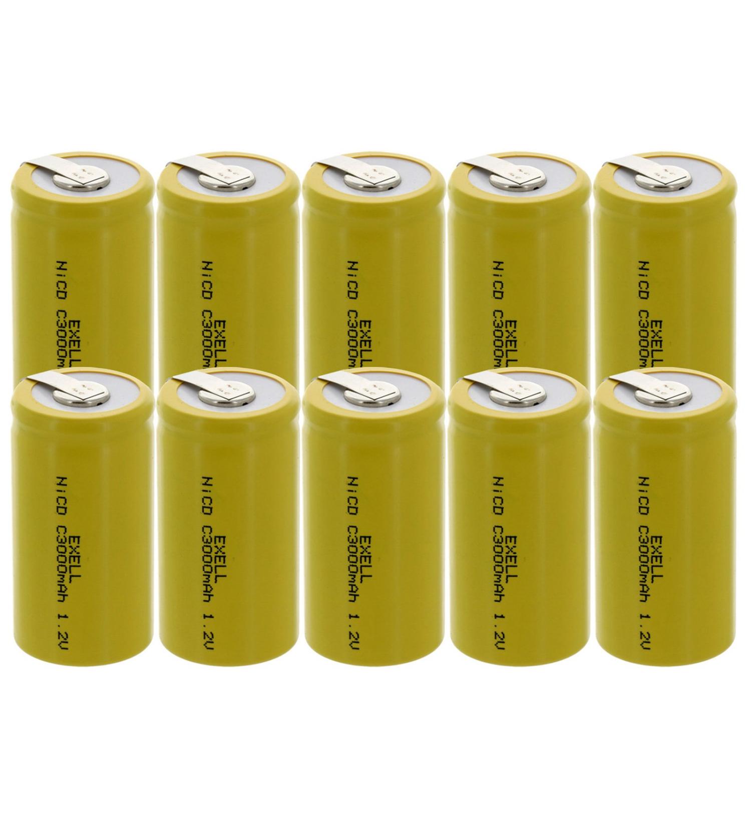 Buy 10x Exell C Size 1.2V 3000mAh NiCD Rechargeable Batteries - Ideal for Telecoms UPS Smart Grids & More | International Shipping Available - Buy Online on GoSupps.com