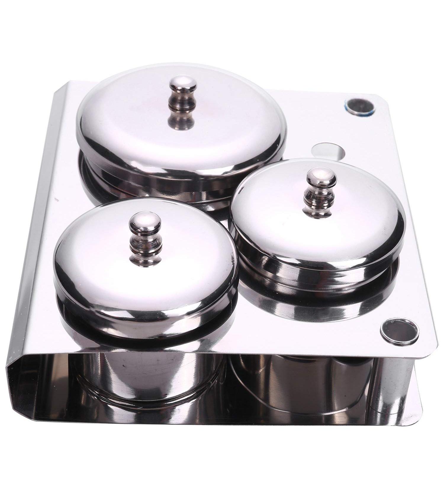 Panysilioer 3 Pieces Stainless Steel Nail Art Mini Powder & Liquid Set Tins Storage Box Compact Manicure Tools Disinfection Steriliser Box - Buy Online on GoSupps.com